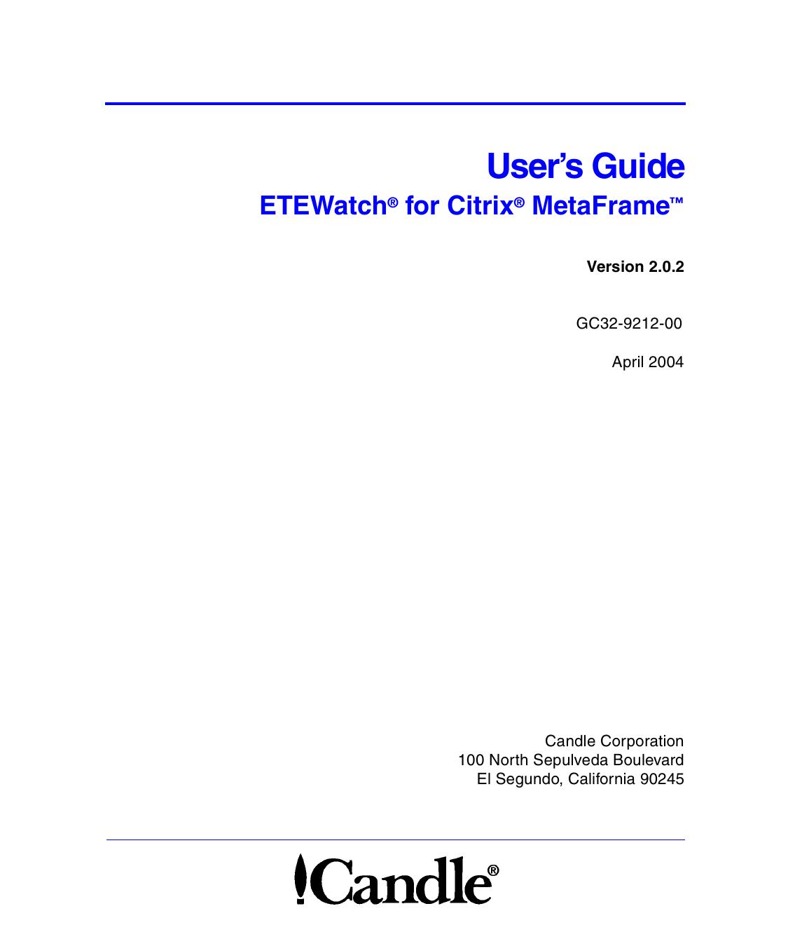 ETEWatch for Citrix MetaFrame User’s Guide, V2.0.2