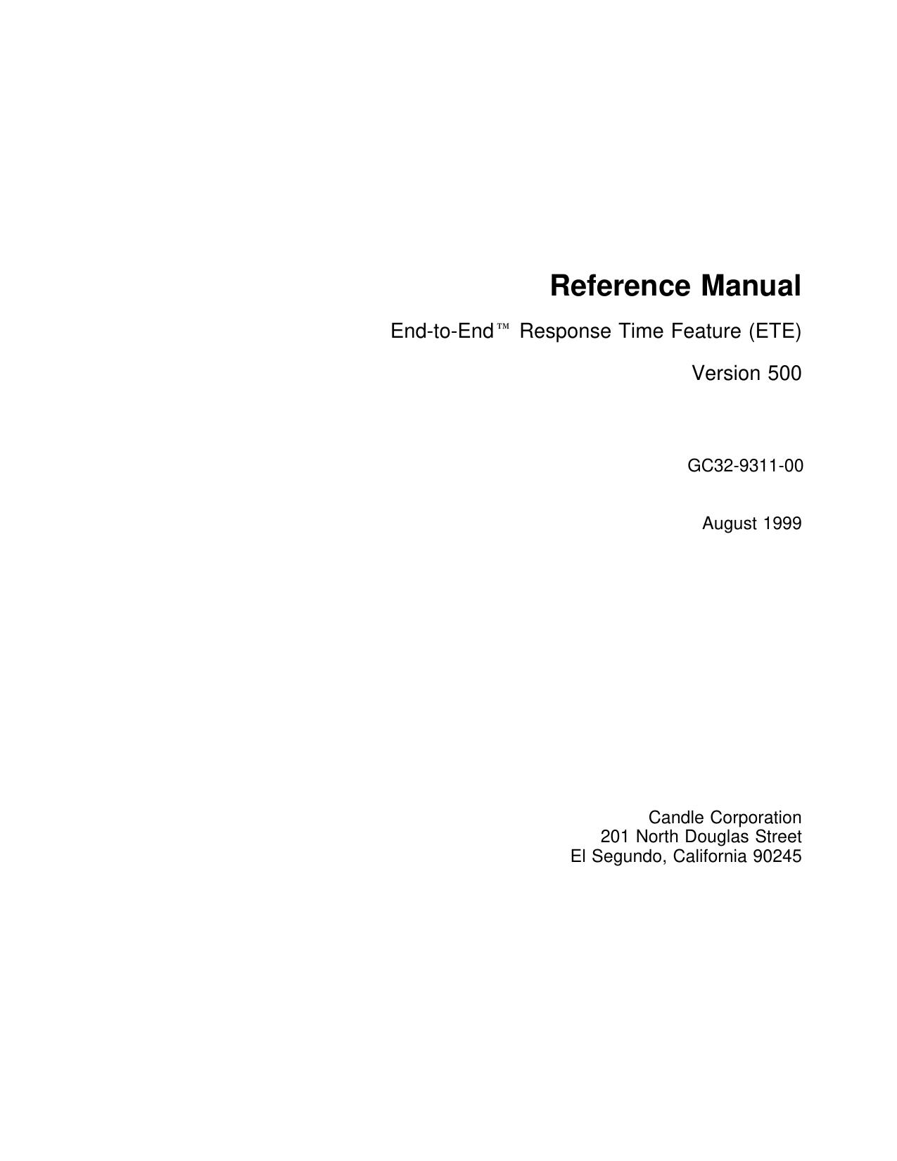 End-to-End Response Time Reference Manual, V500