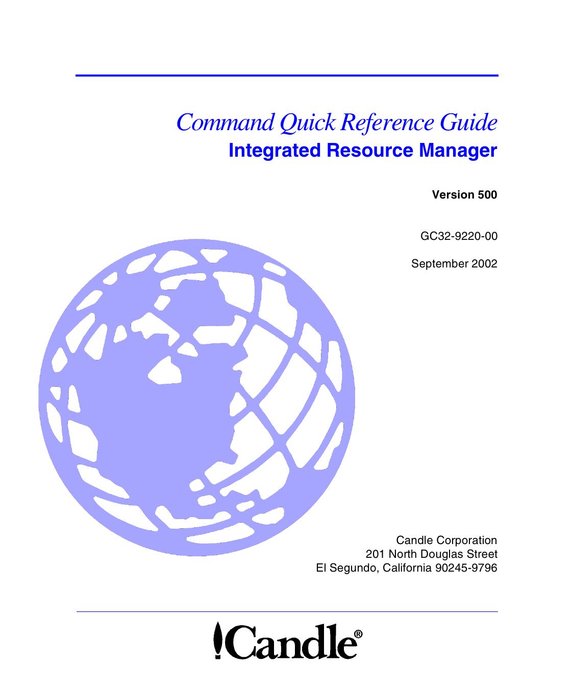 Integrated Resource Manager Command Quick Reference Guide