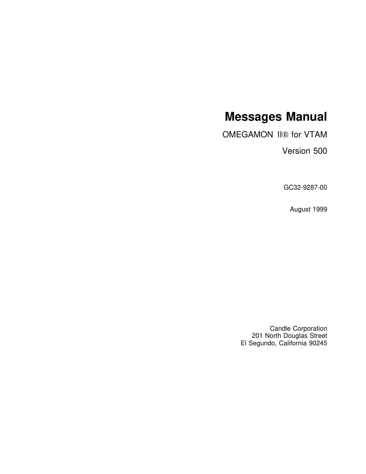 OMEGAMON II for VTAM Messages Manual, V500