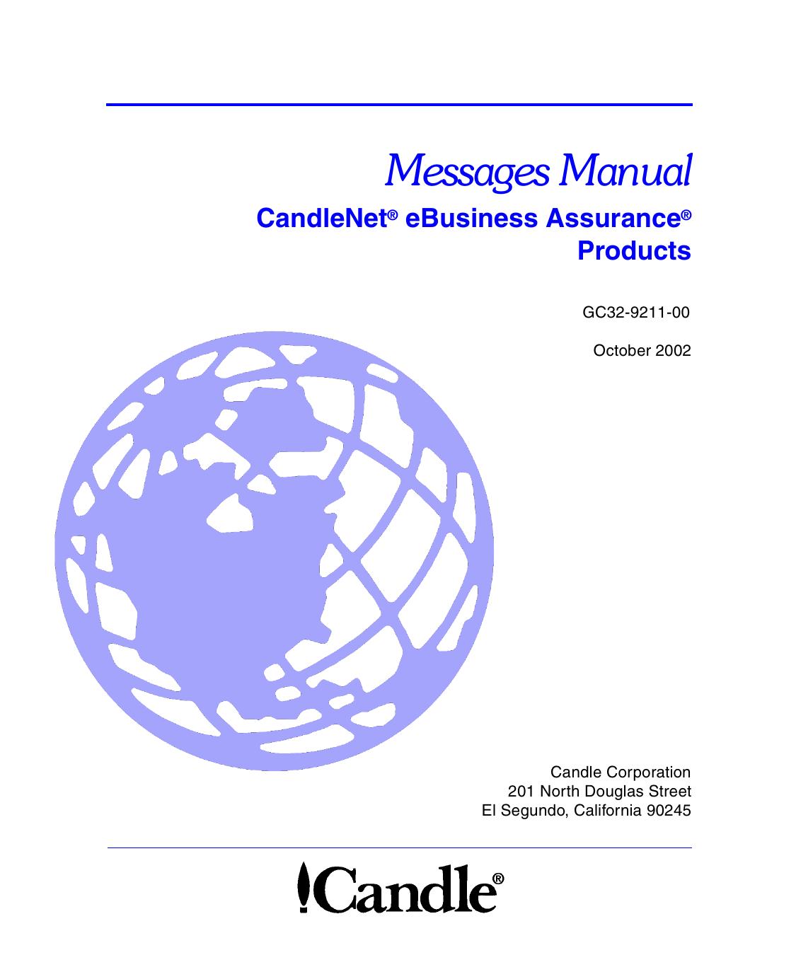 CandleNet eBusiness Assurance Products Messages Manual