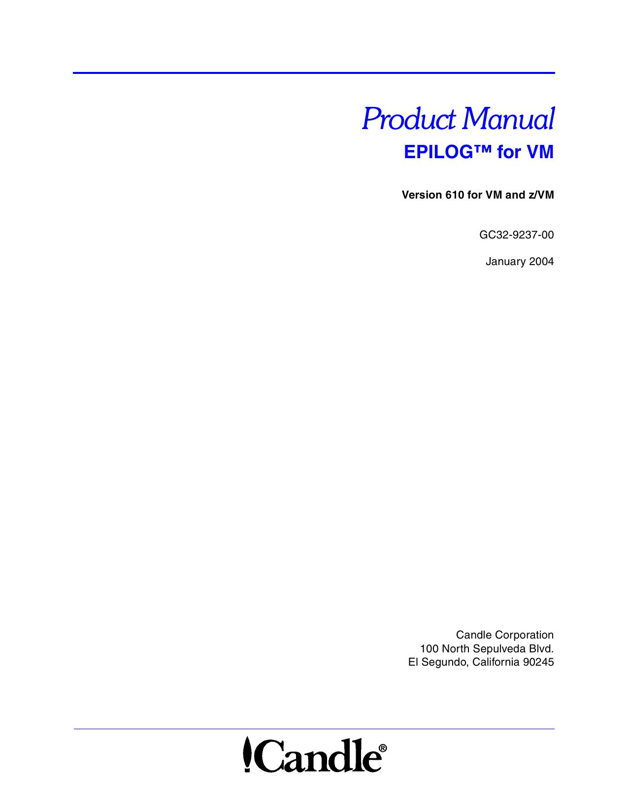 EPILOG for VM Product Manual, V610