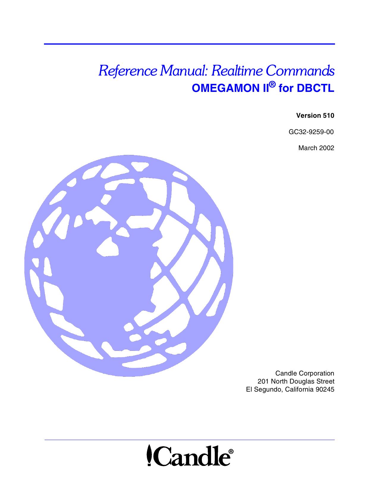 OMEG II for DBCTL Realtime Commands Reference Manual, V510