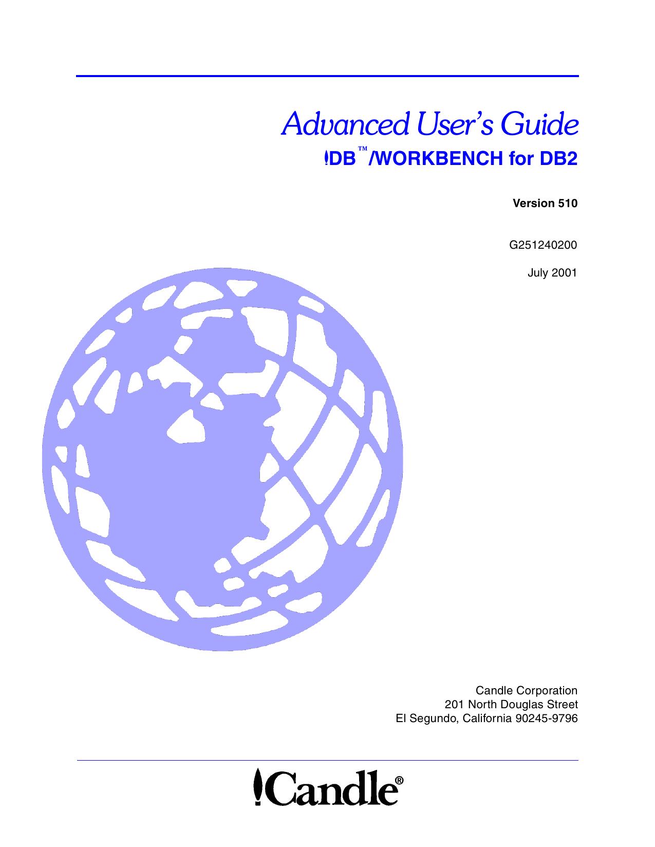 !DB/WORKBENCH for DB2 Advanced User's Guide, V510