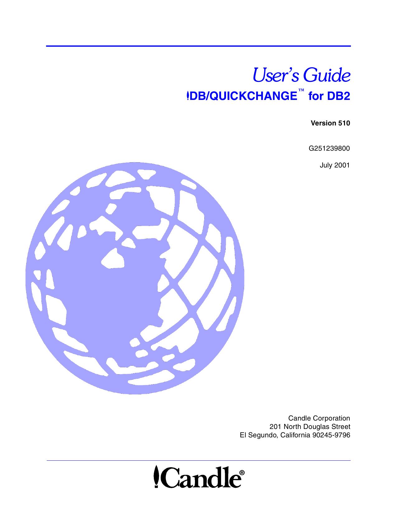 !DB/QUICKCHANGE for DB2 User's Guide, V510