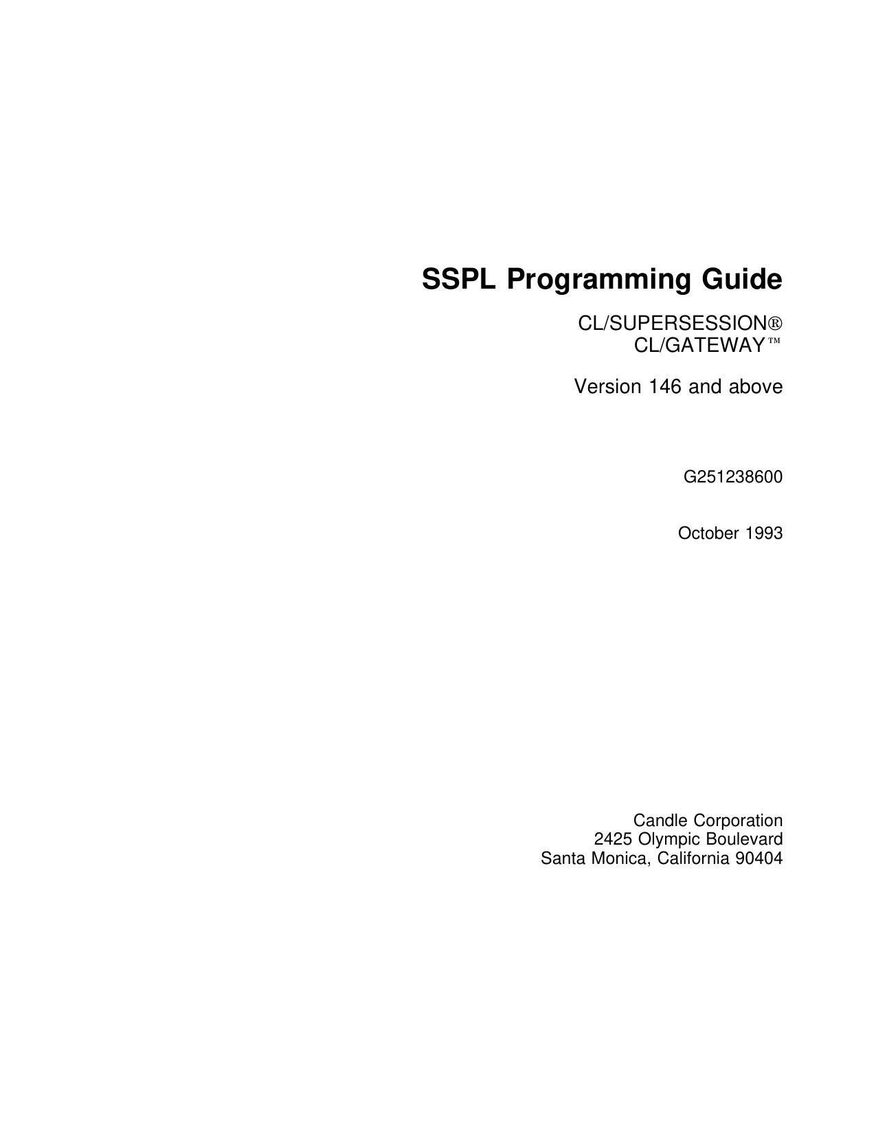 CL/SUPERSESSION / GATEWAY V147 SSPL Programming Guide
