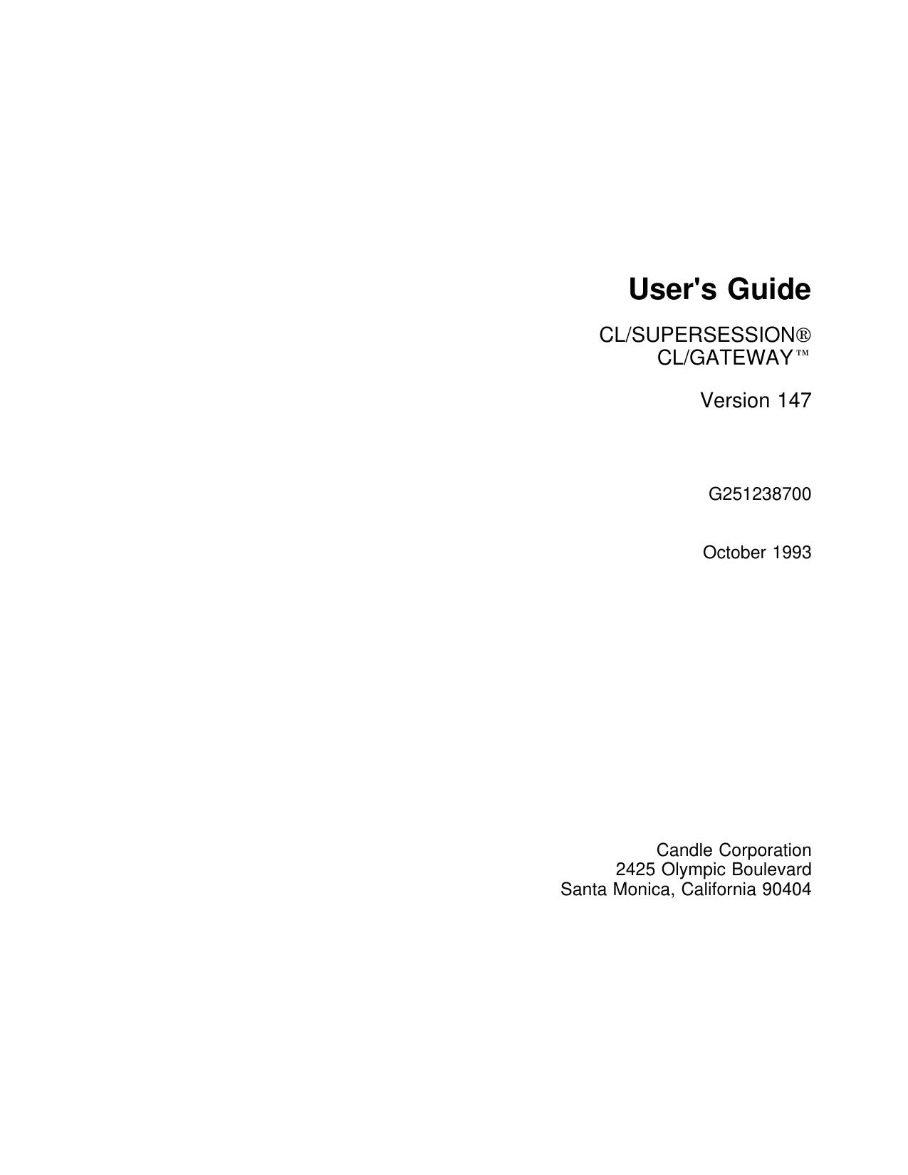 CL/SUPERSESSION / GATEWAY V147 User's Guide