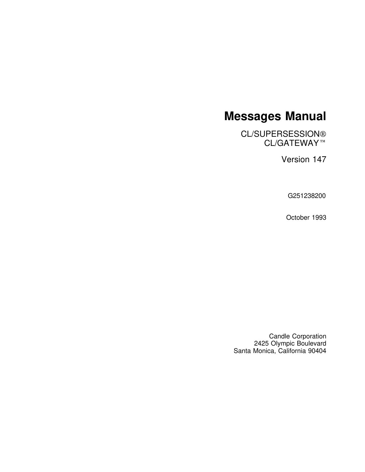 CL/SUPERSESSION / GATEWAY V147 Messages Manual