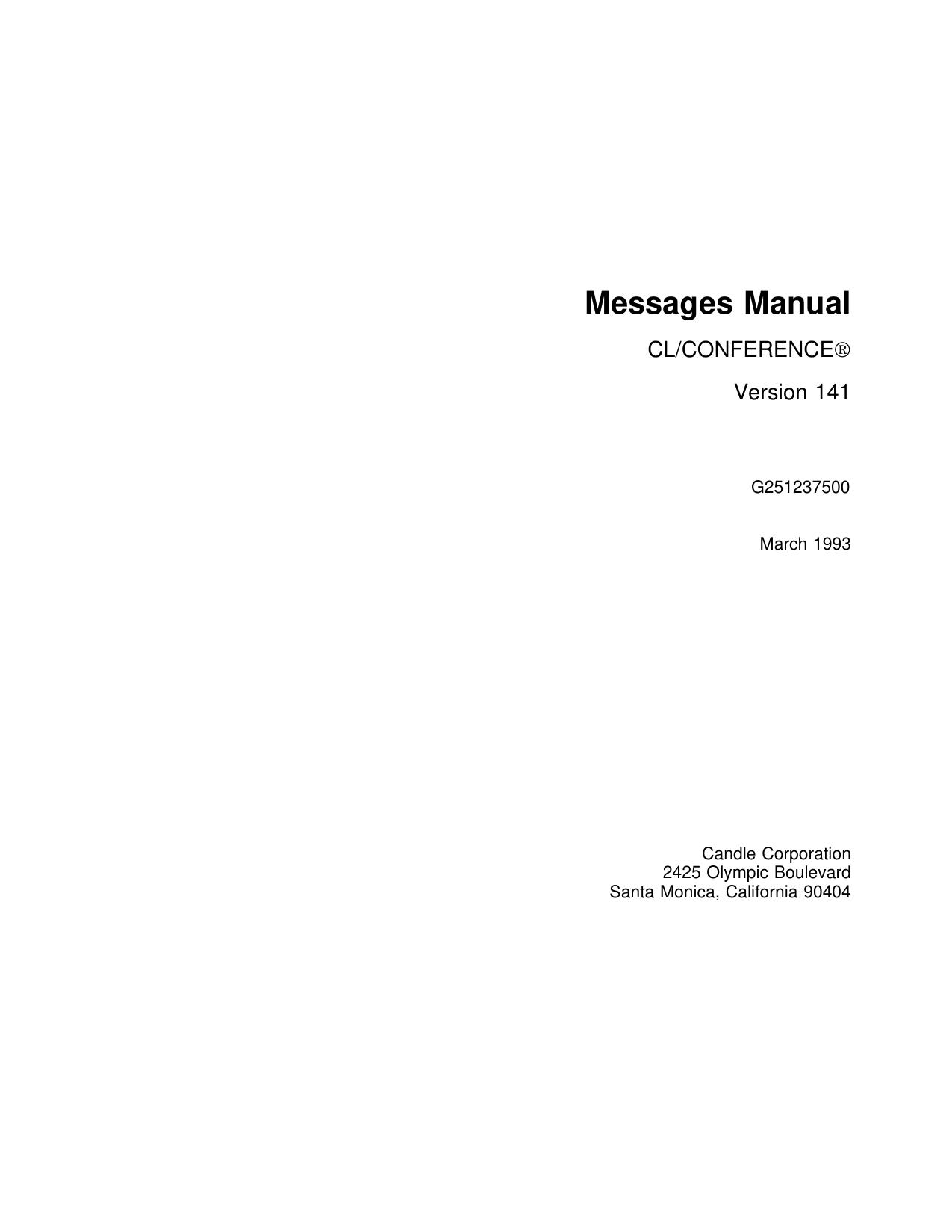 CL/CONFERENCE Messages Manual