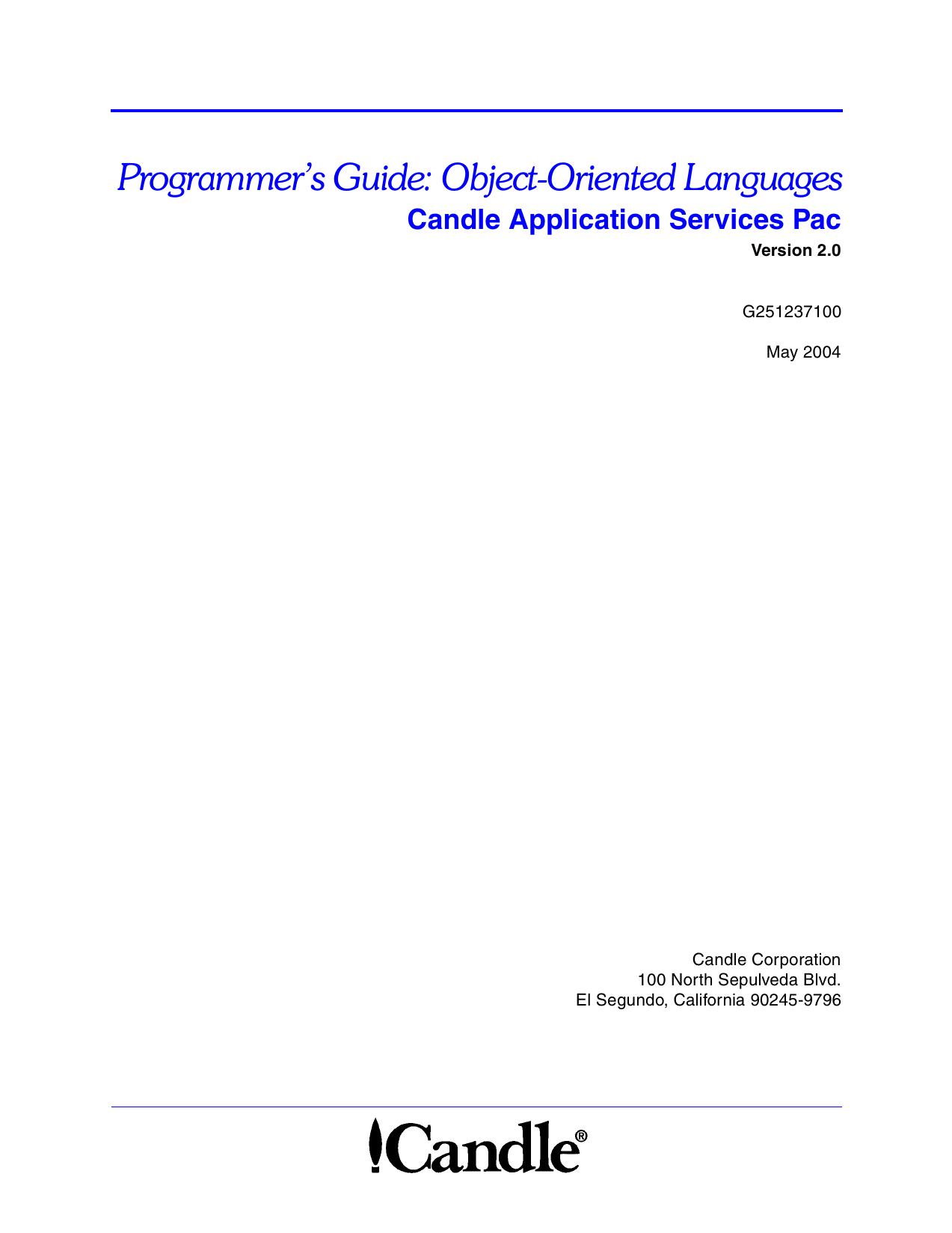 CASP Programmer’s Guide for Object Oriented Languages, Version 2.0