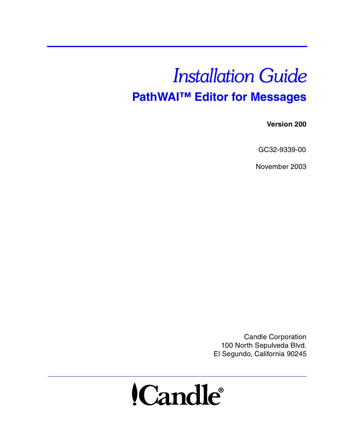 PathWAI Editor for Messages Installation Guide, Version 200