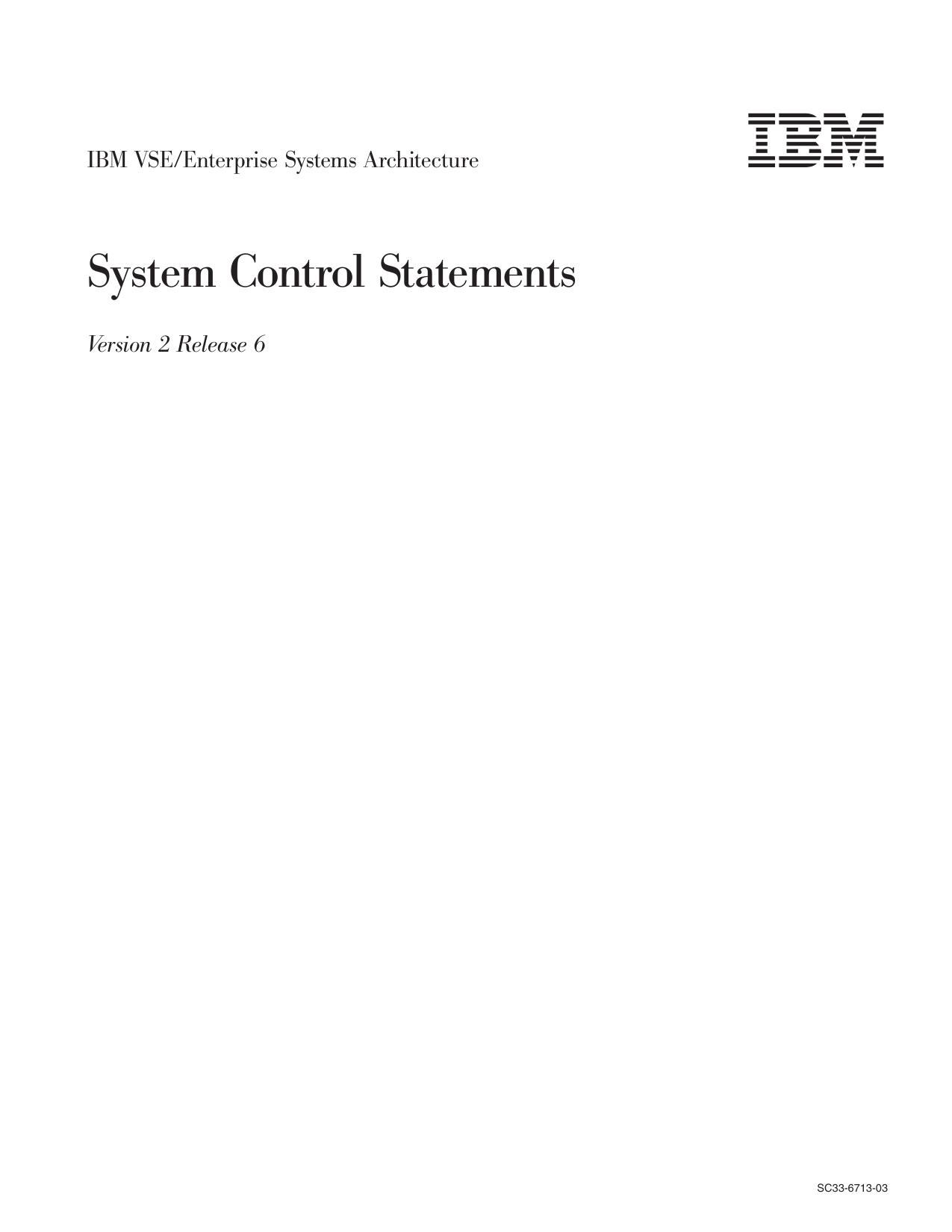 VSE/ESA System Control Statements