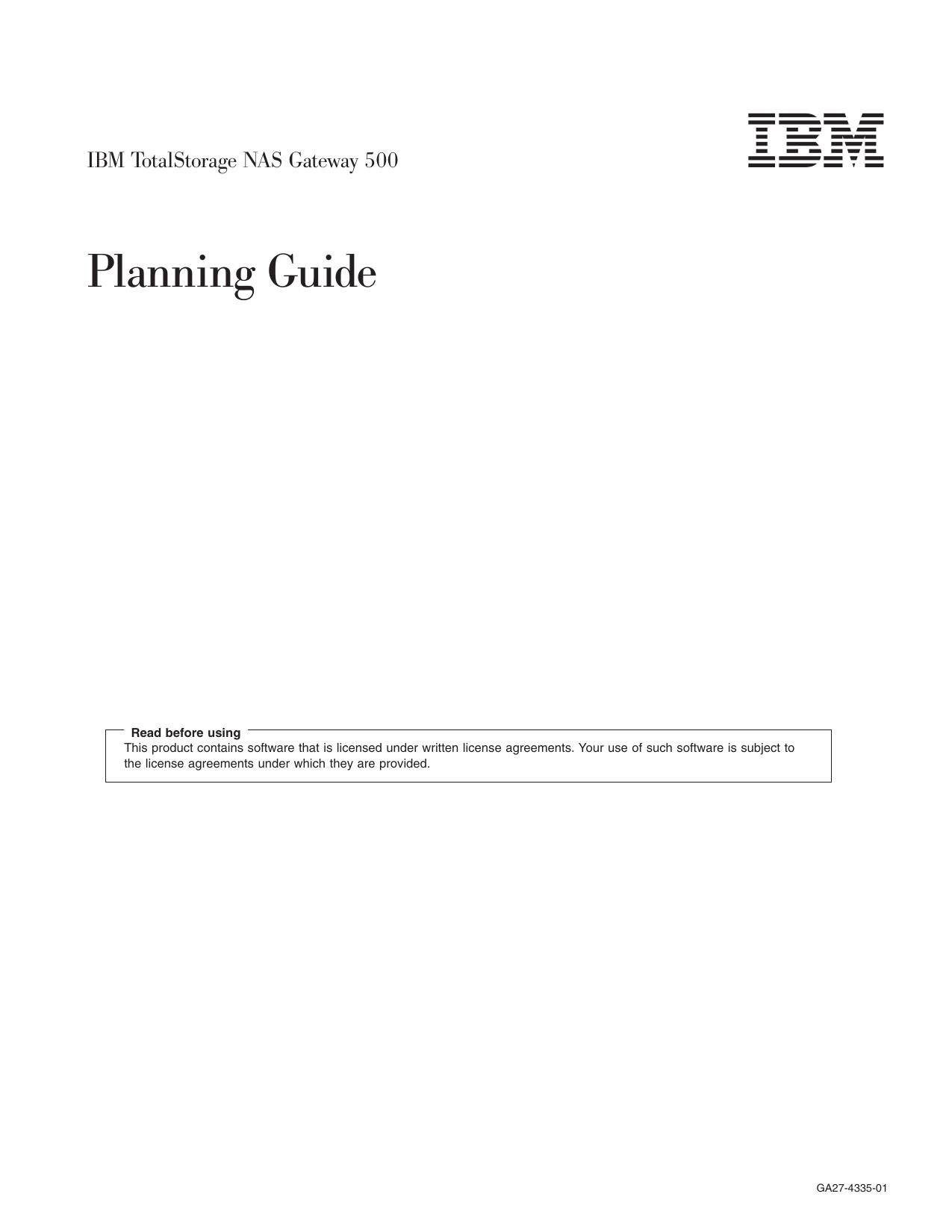 IBM TotalStorage NAS Gateway 500 Planning Guide
