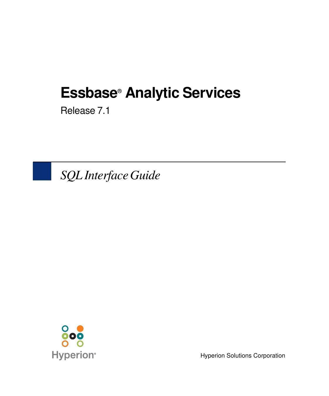 Essbase Analytic Services, Release 7.1