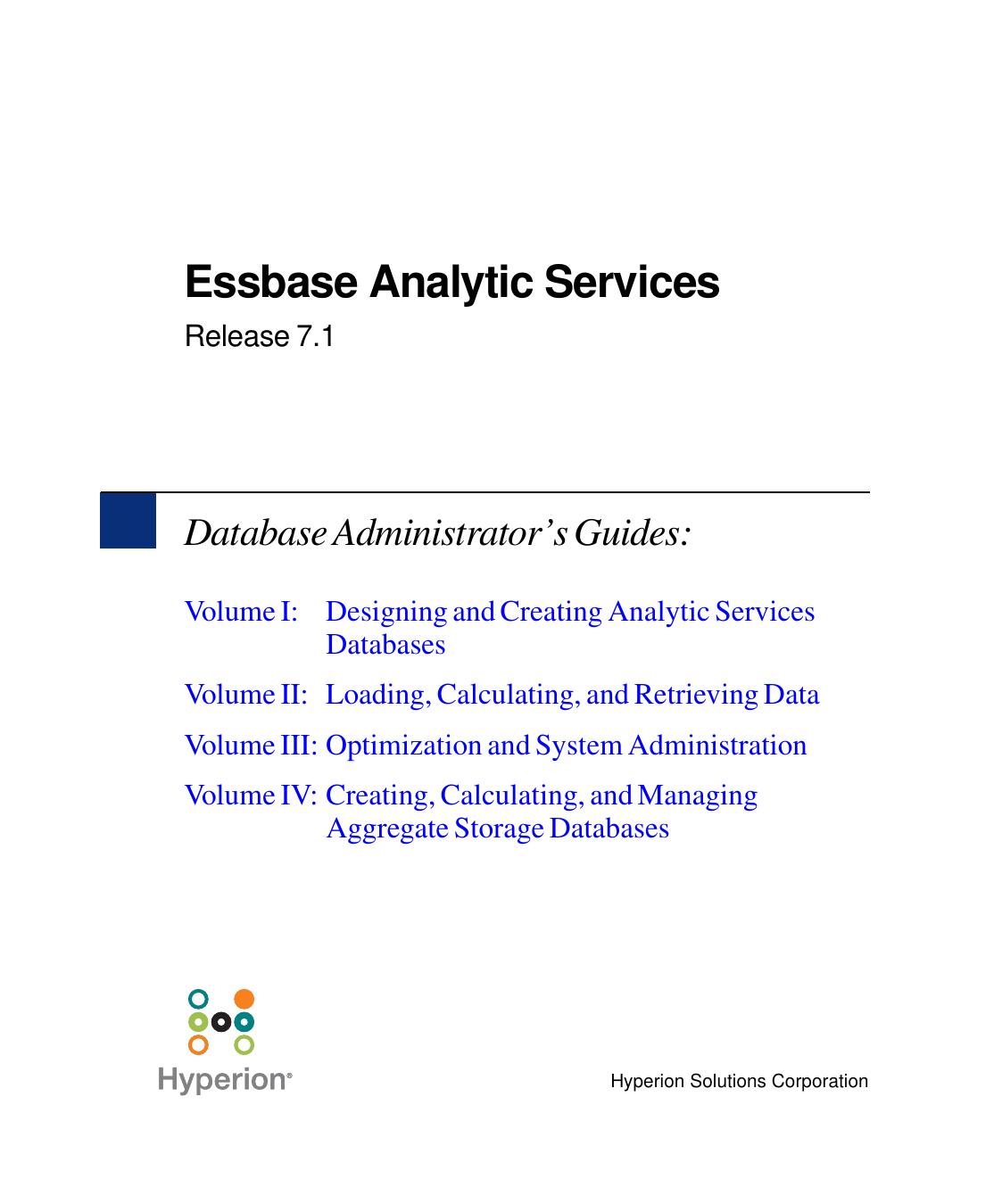 Essbase Analytic Services Release 7.1