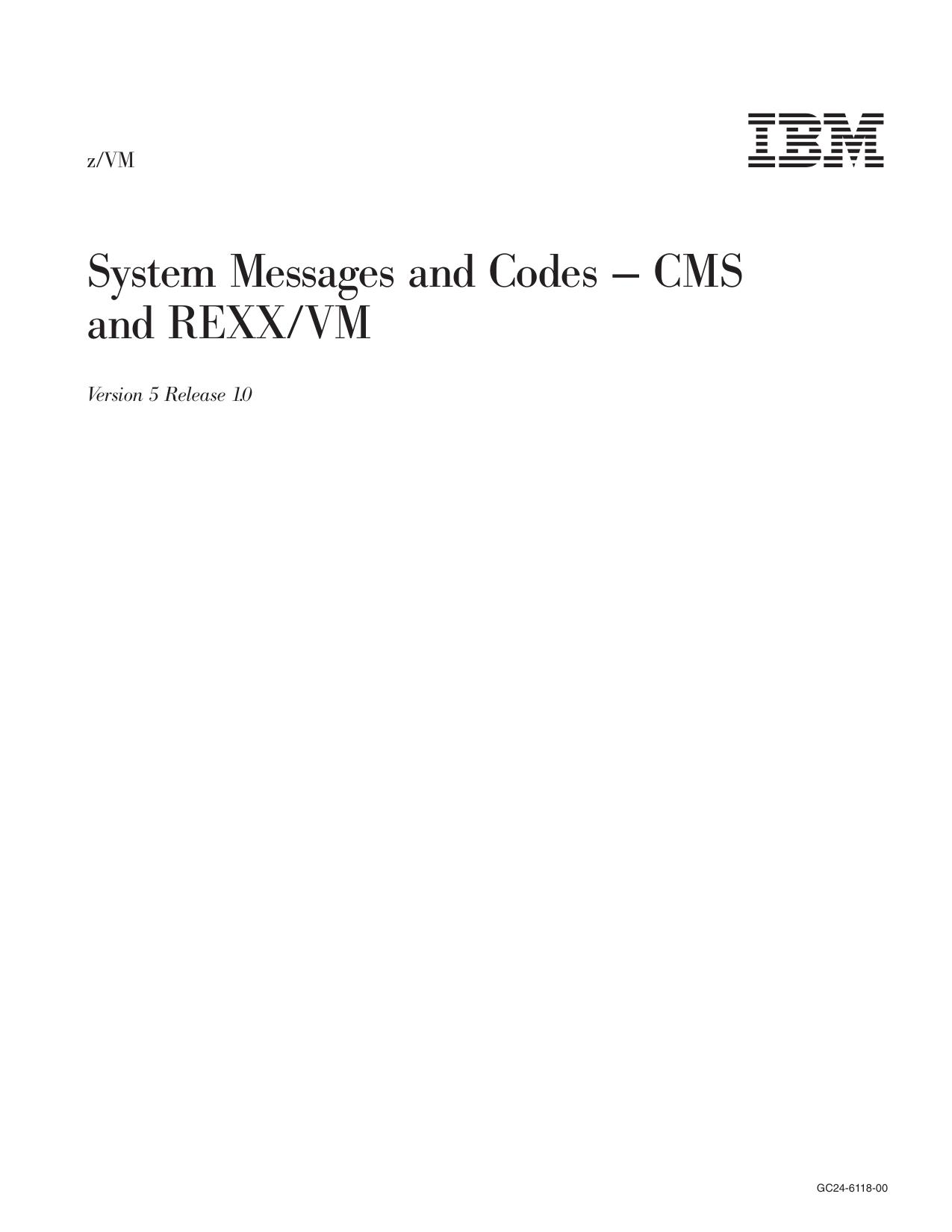 z/VM: System Messages and Codes Š CMS and REXX/VM