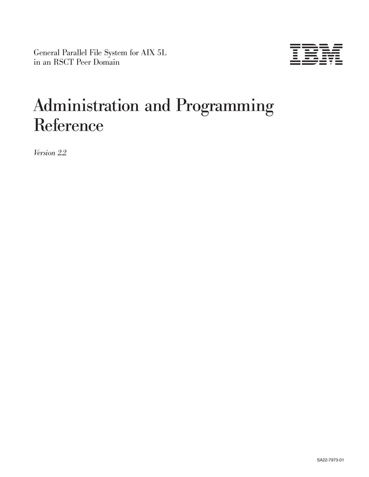 GPFS in an RSCT Peer Domain Administration and Programming Reference