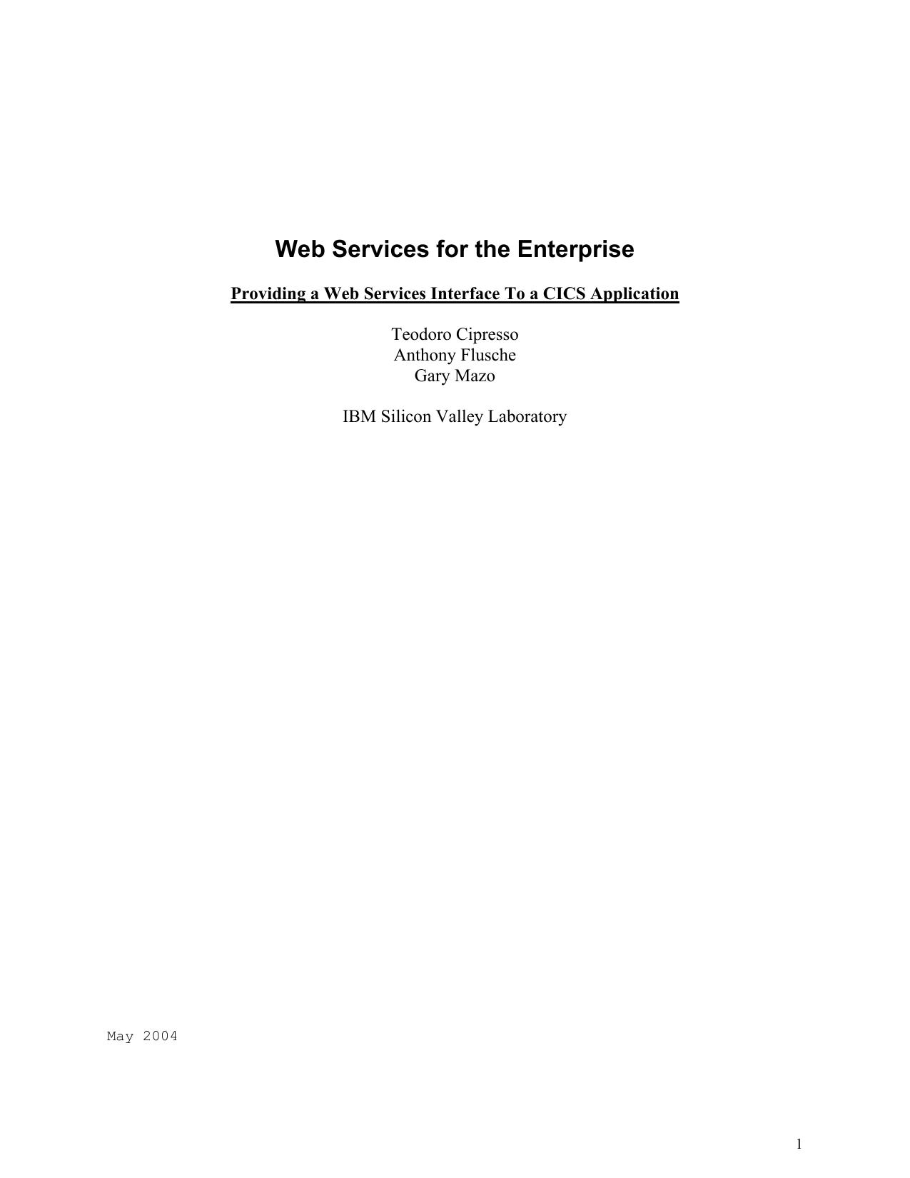 Providing a Web Services Interface To A CICS Application