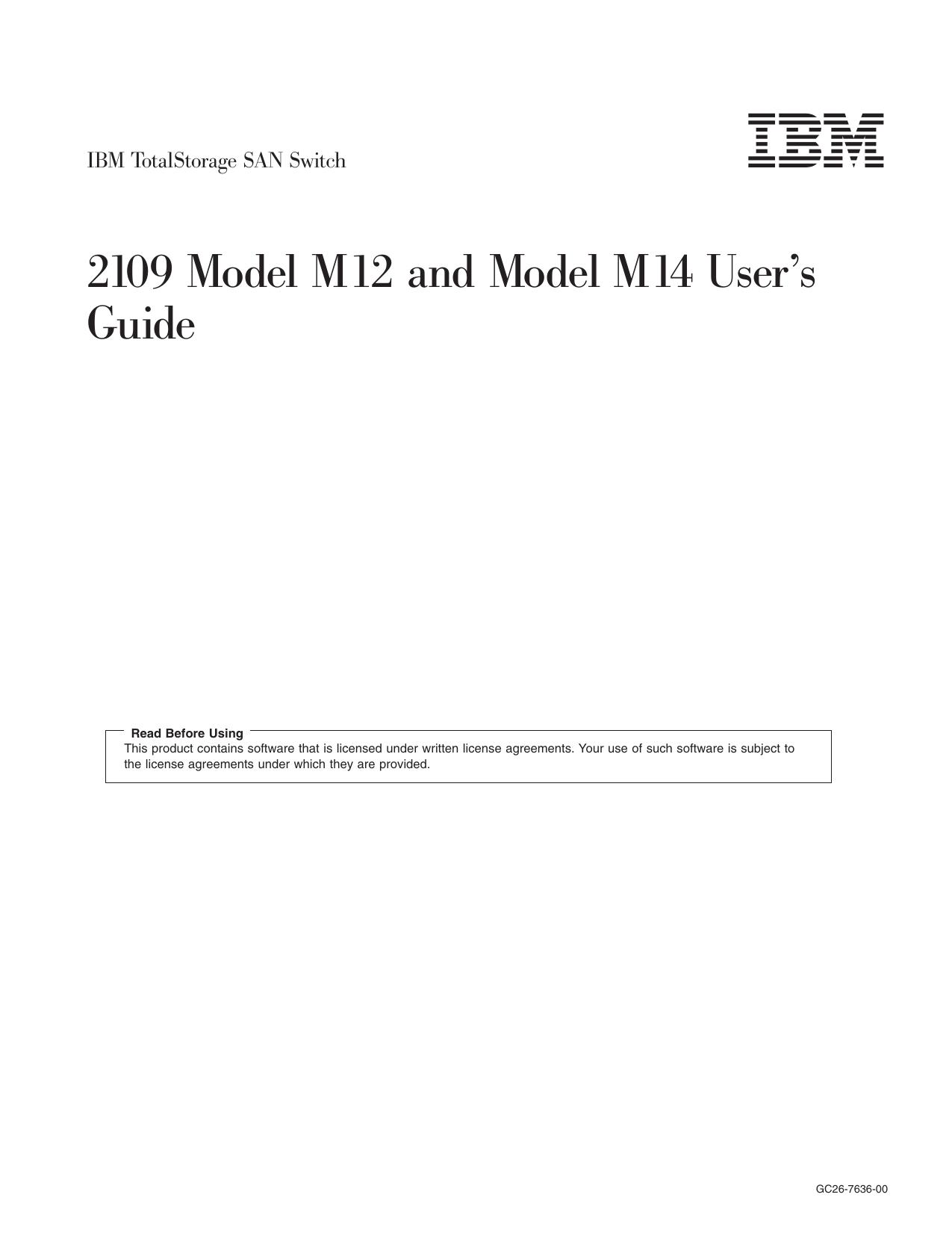 2109 Model M12 and Model M14 User's Guide