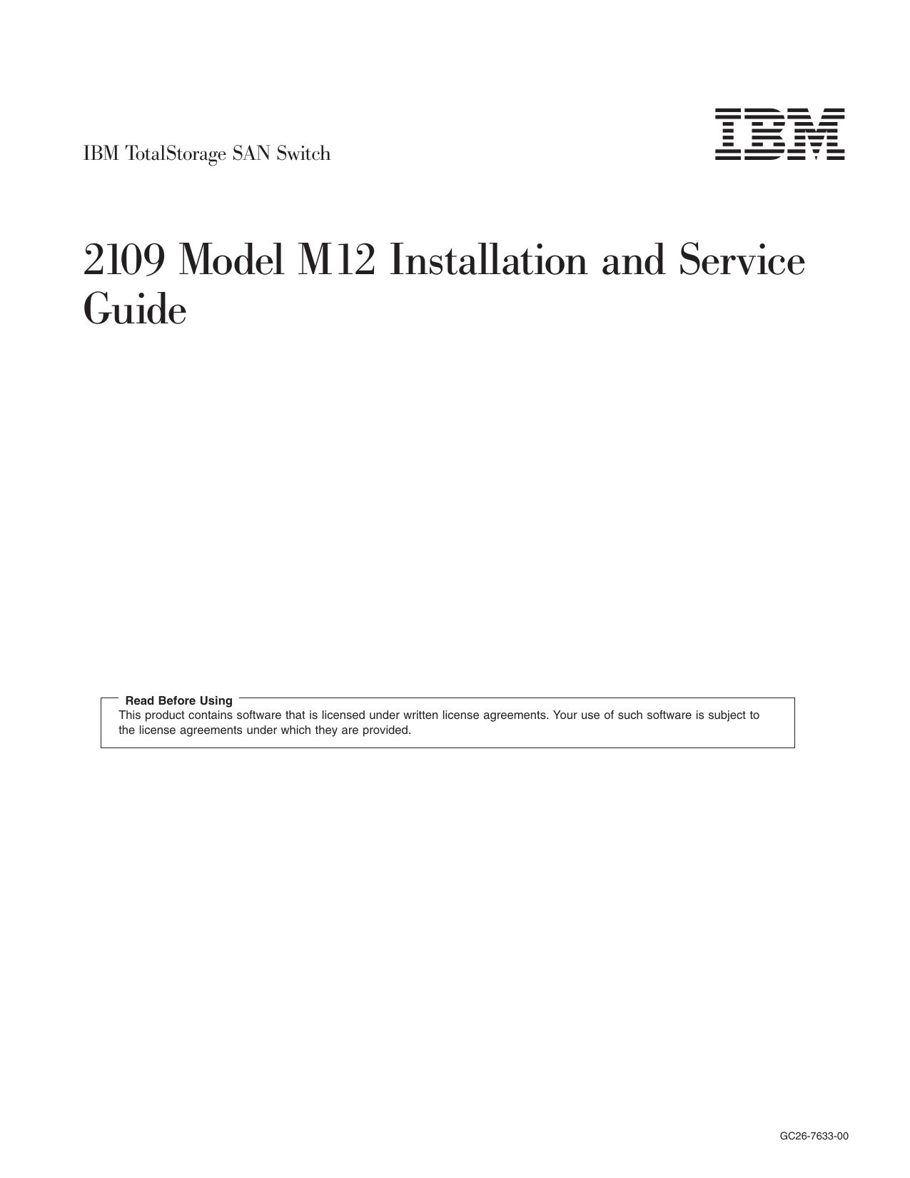 2109 Model M12 Installation and Service Guide