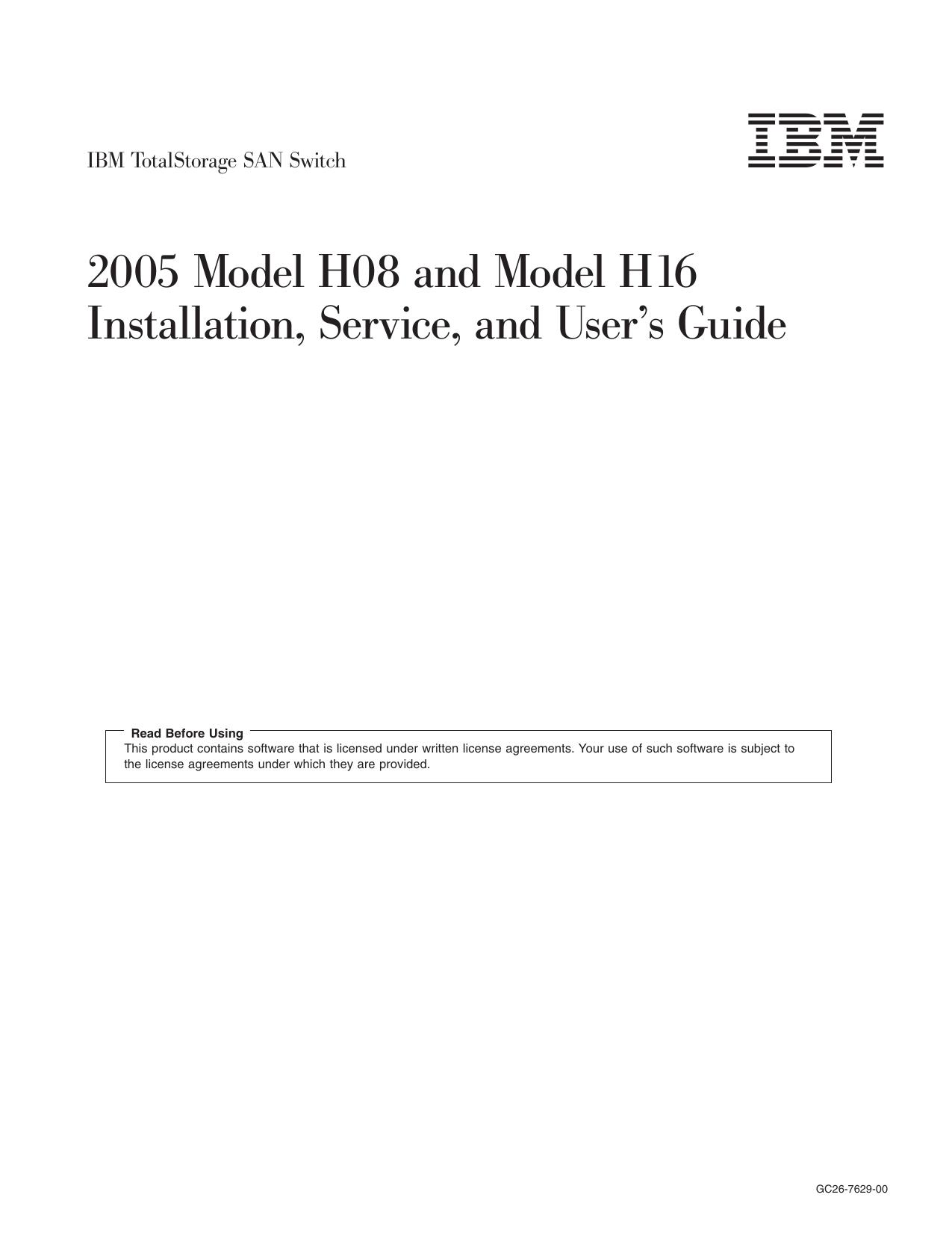 2005 Model H08 and Model H16 Installation, Service, and User's Guide