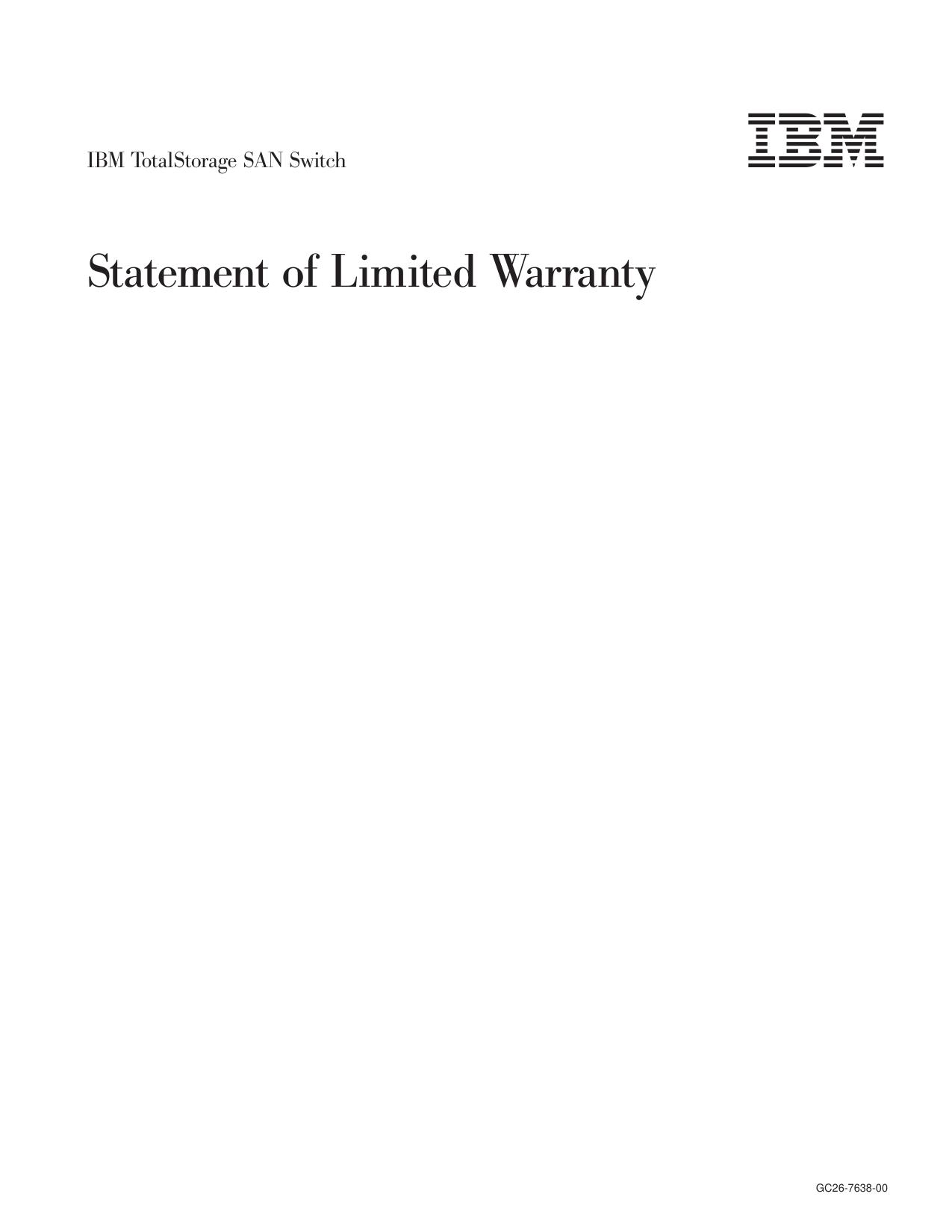 Statement of Limited Warranty: Statement of Limited Warranty