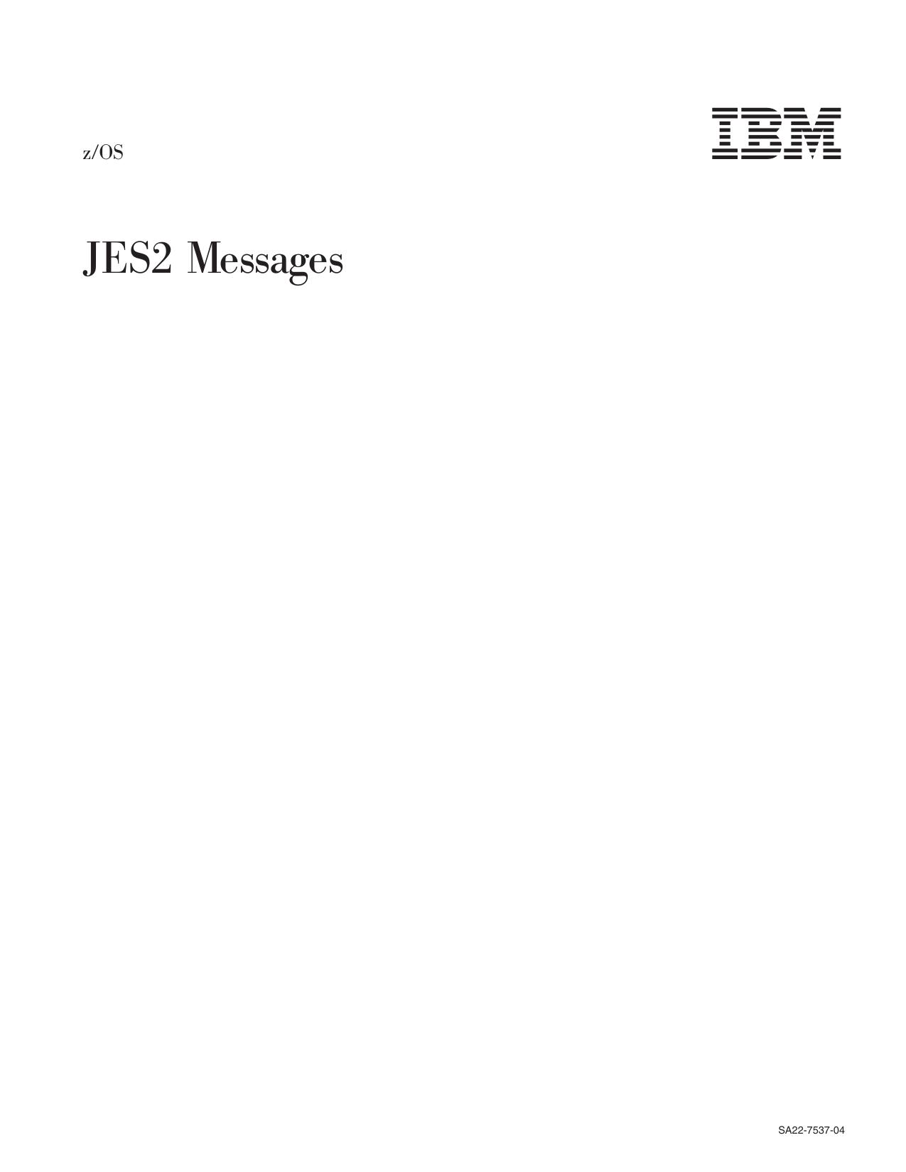 z/OS V1R5.0 JES2 Messages