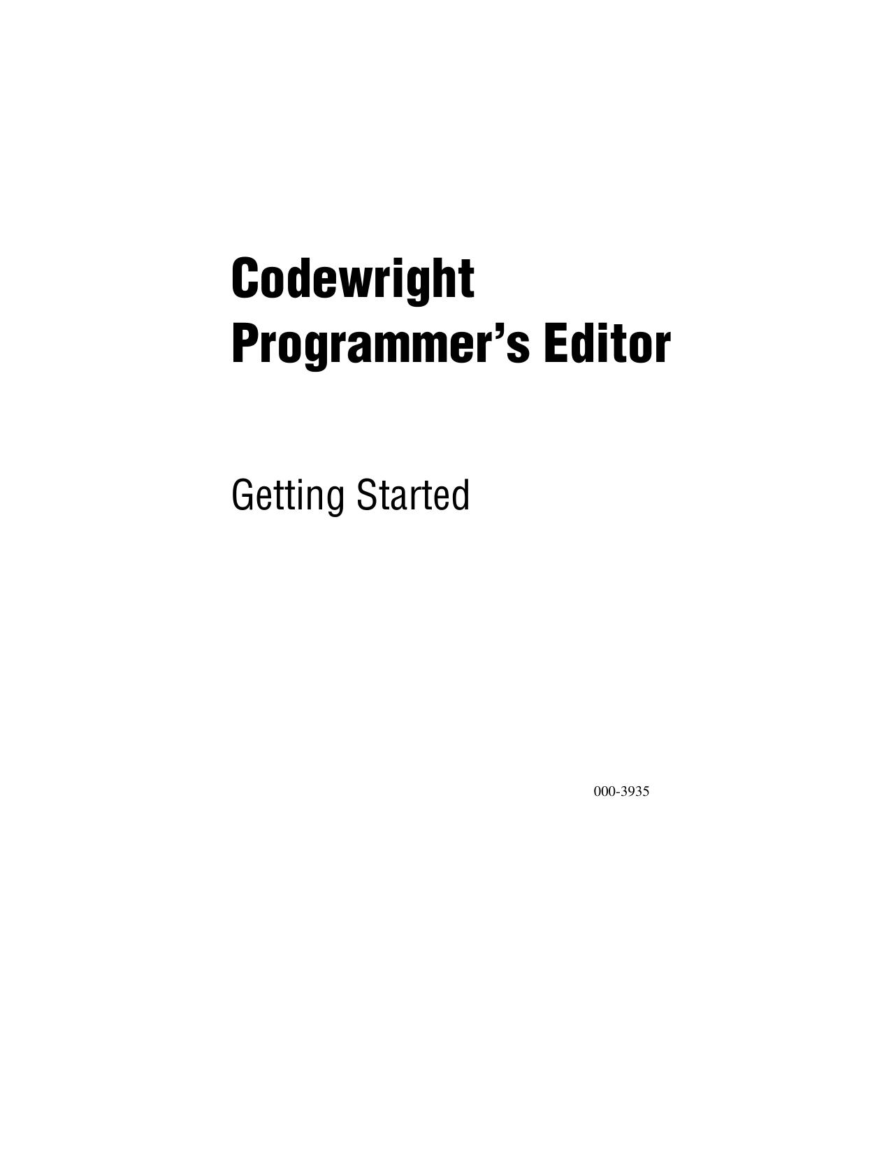 Codewright Getting Started