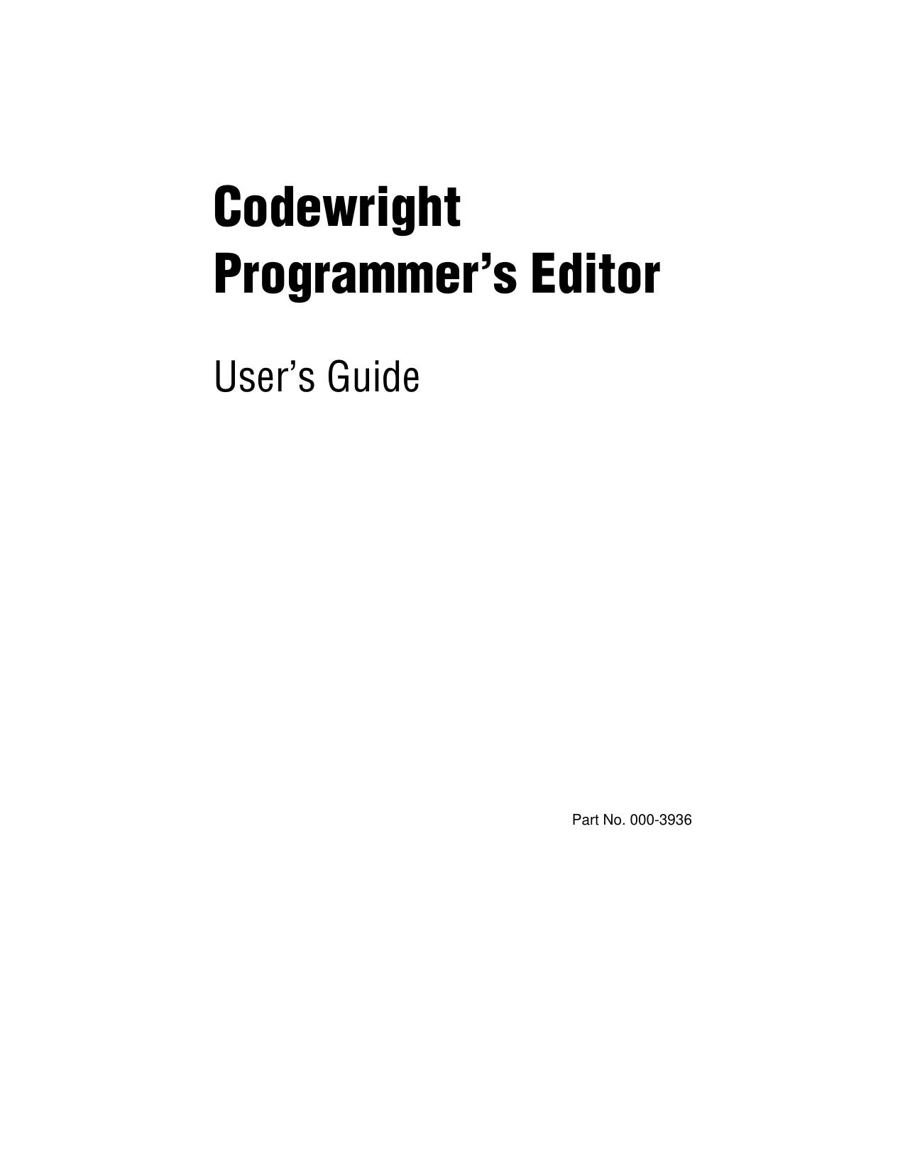 Codewright User's Guide