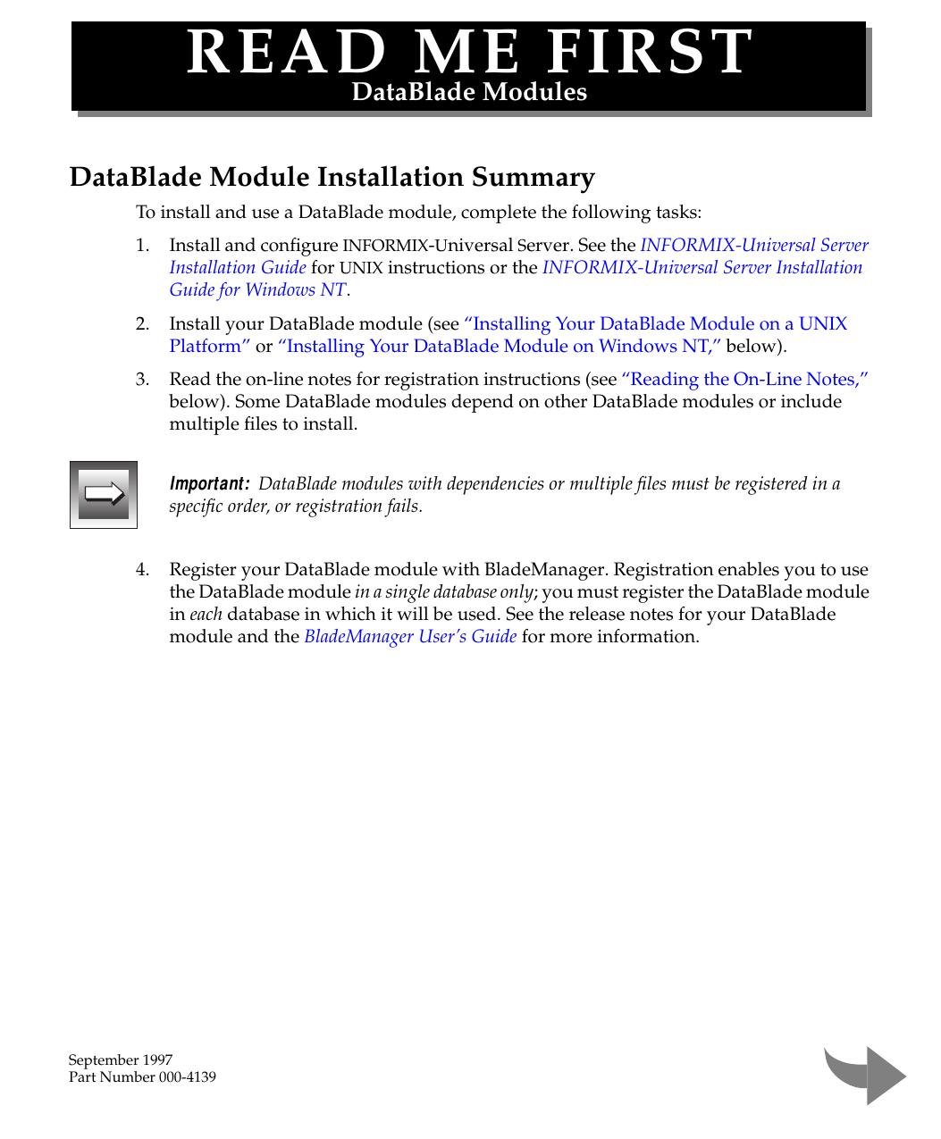 DataBlade Modules Read Me First
