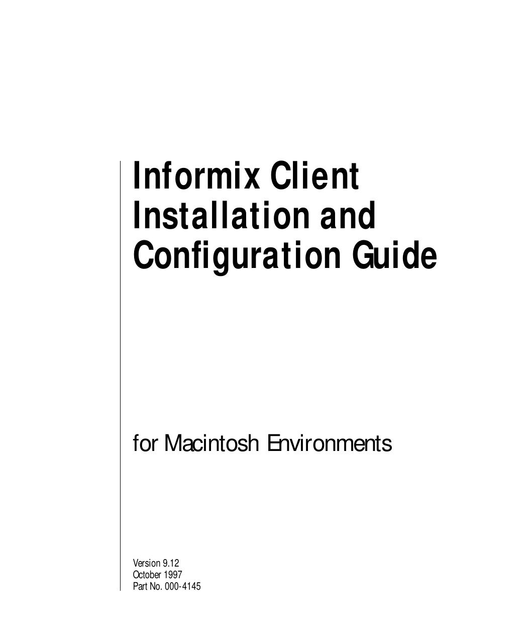 Installation and Configuration Guide for Macintosh Environments, Version 9.12