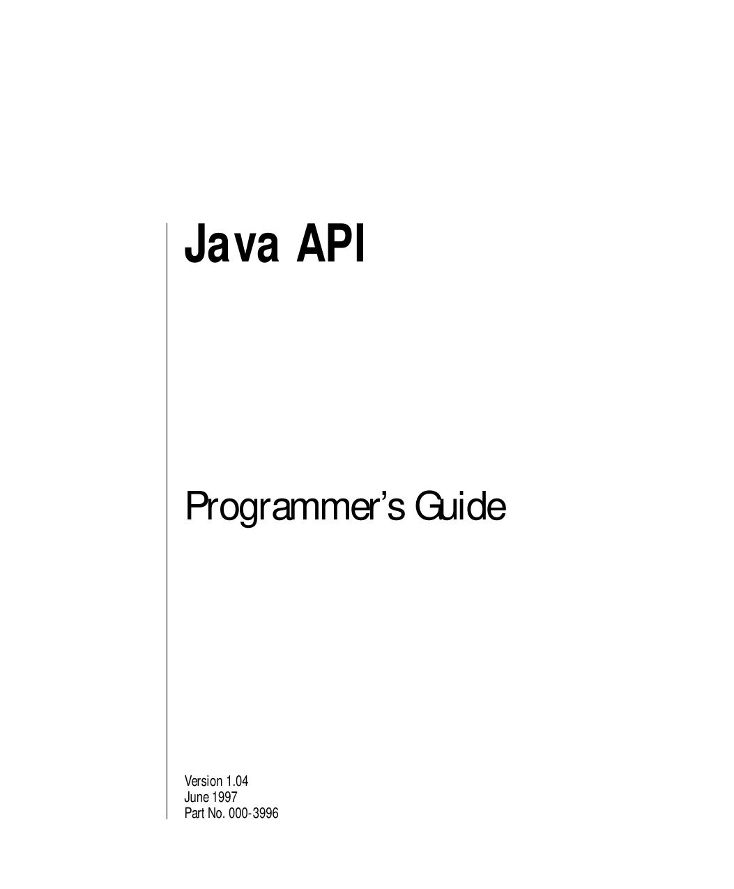 Java API Programmer's Guide