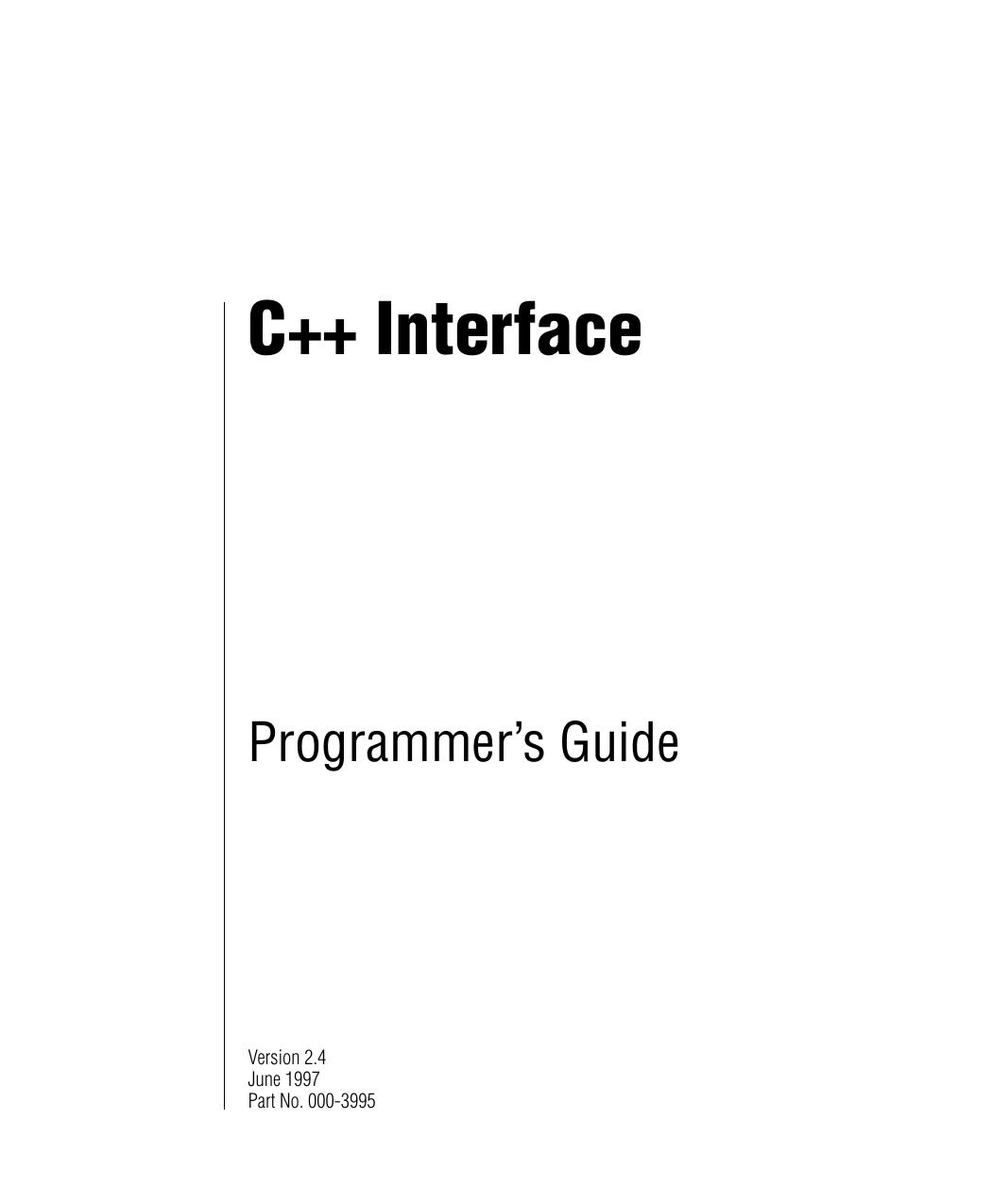 C++ Interface Programmer's Guide