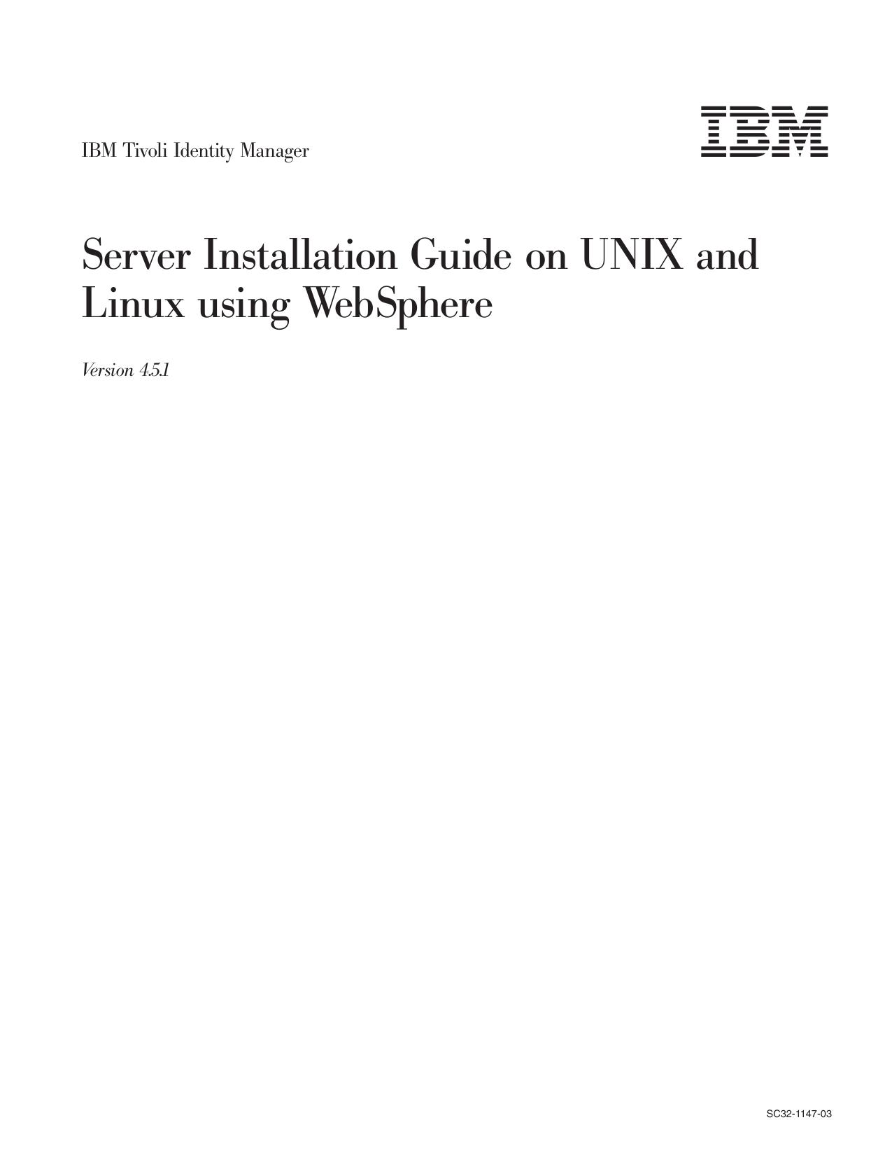 IBM Tivoli Identity Manager: Server Installation Guide on UNIX and Linux using WebSphere