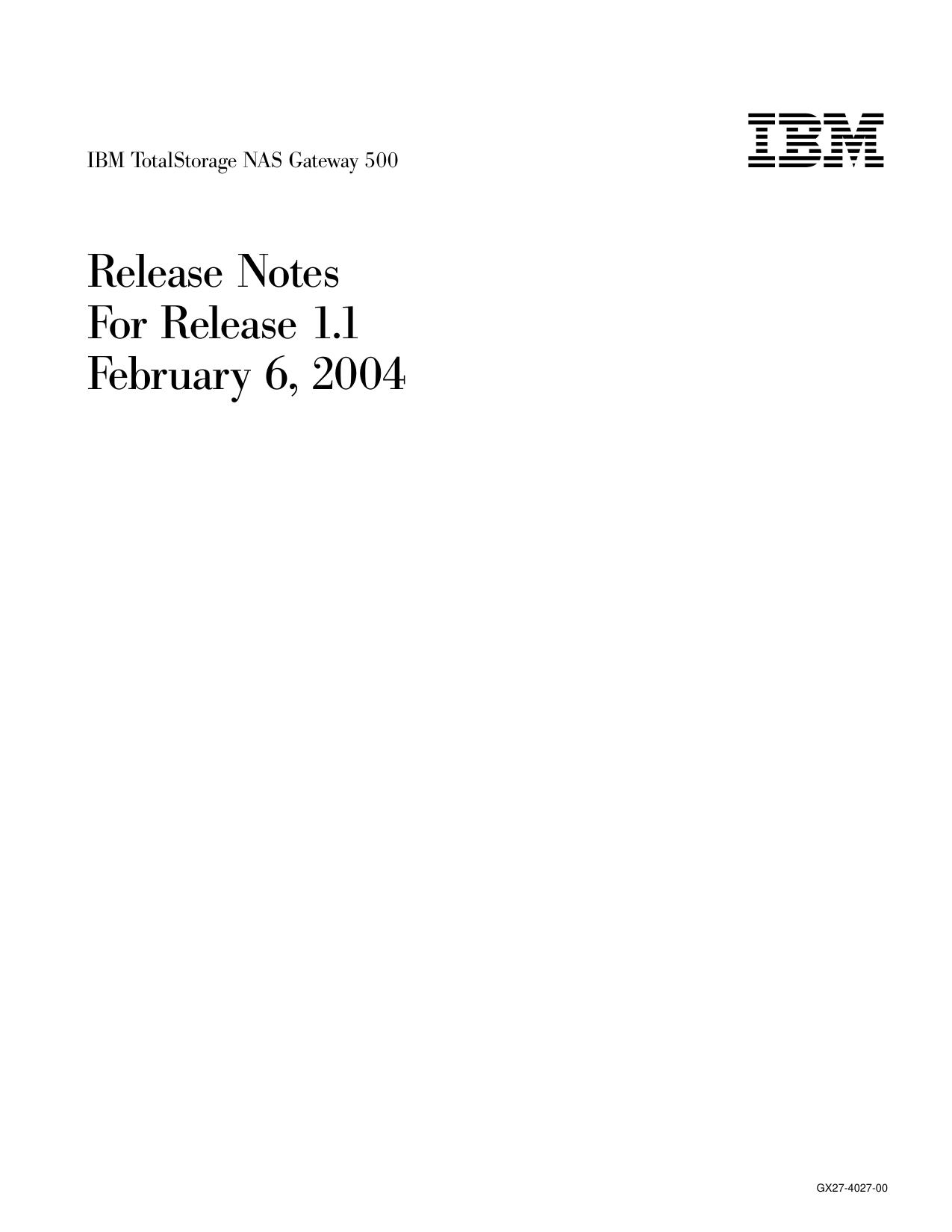 NAS Gateway 500 Release Notes