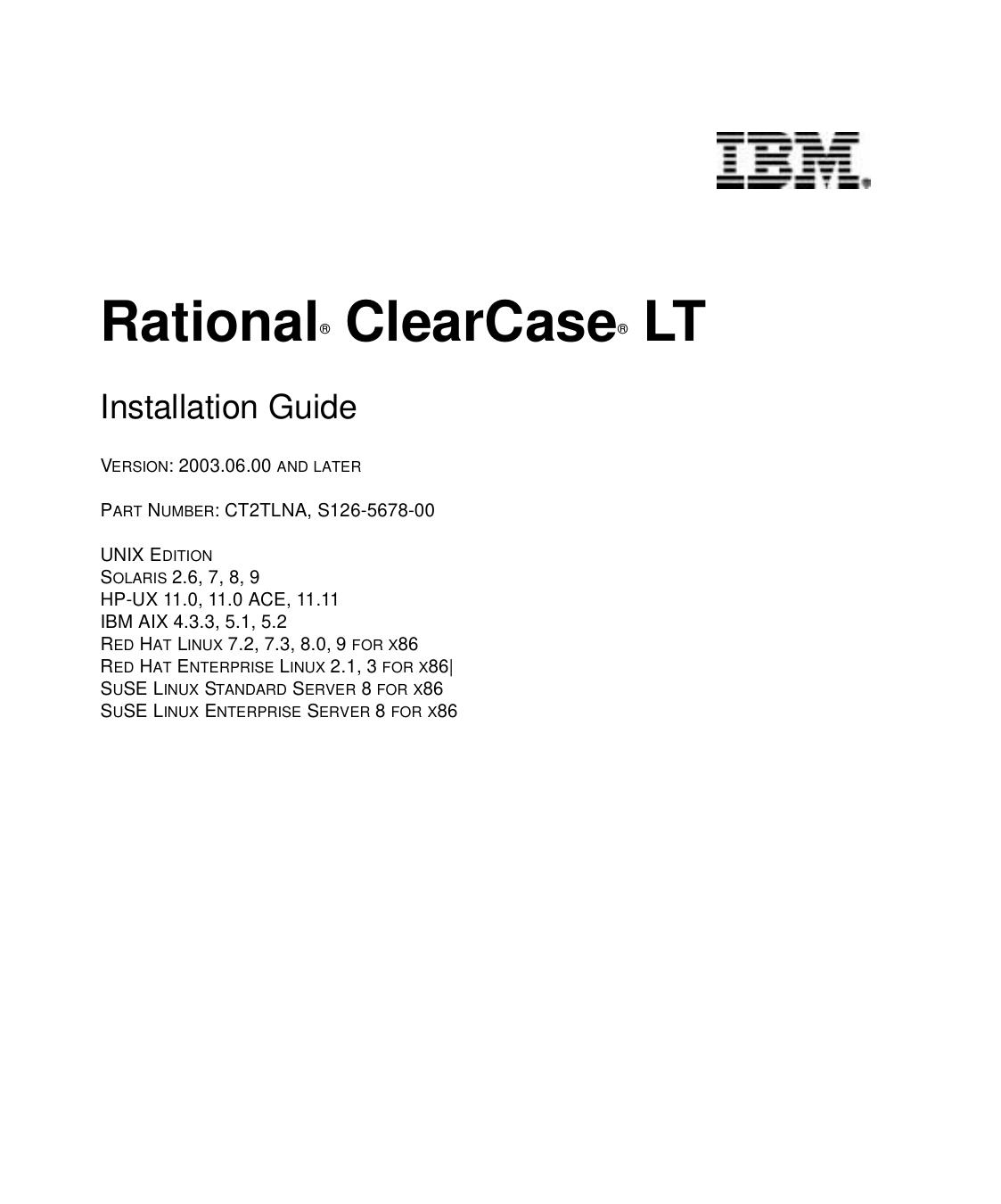 Rational ClearCase LT Installation Guide