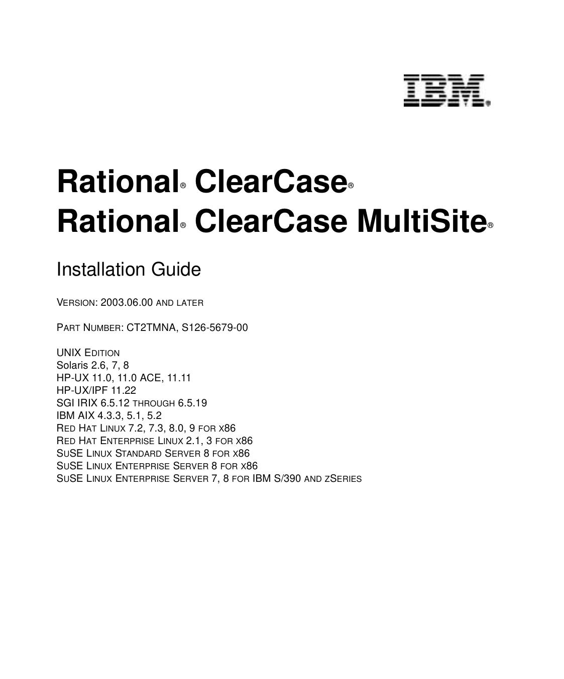 Installation Guide: Rational ClearCase Product Family