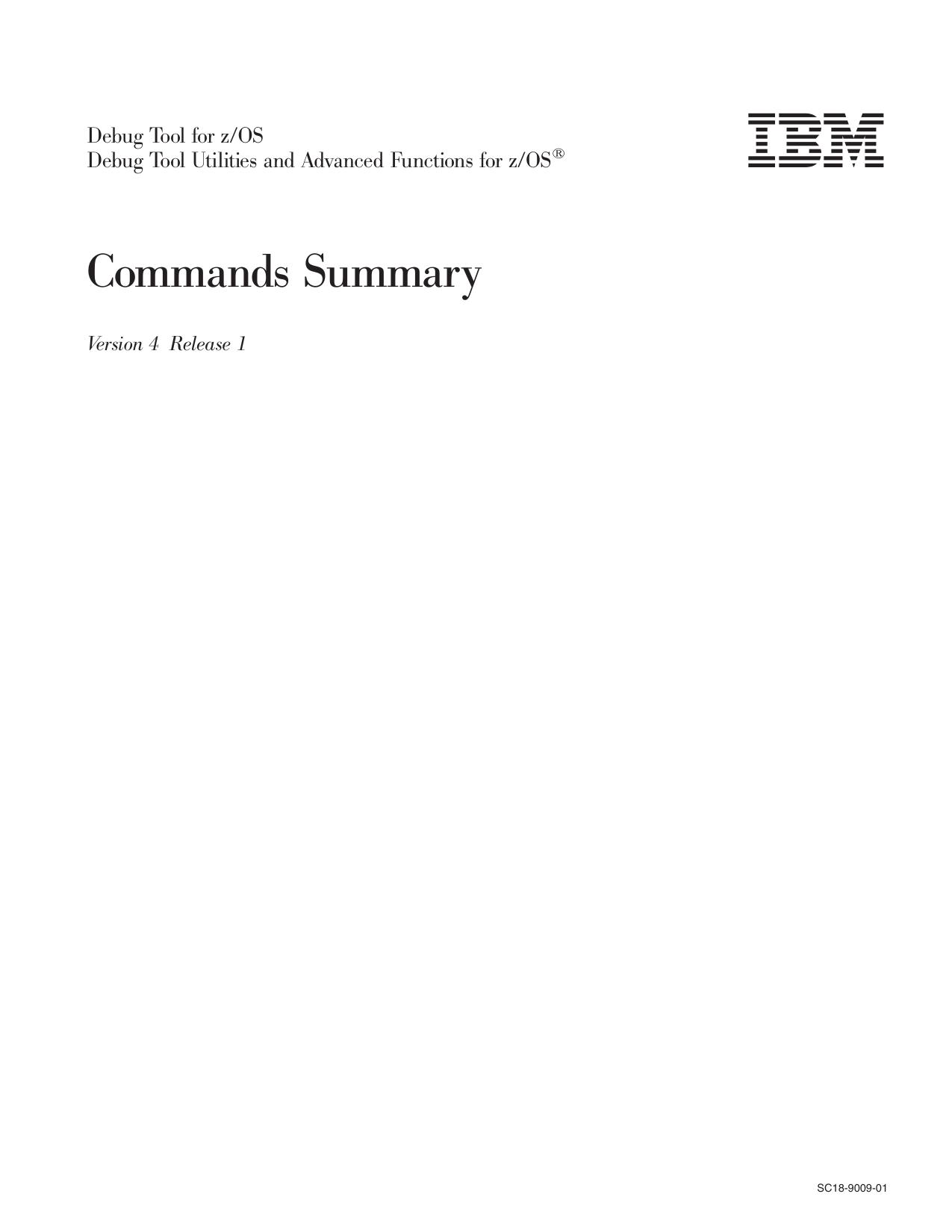Debug Tool V4 R1 Commands Summary
