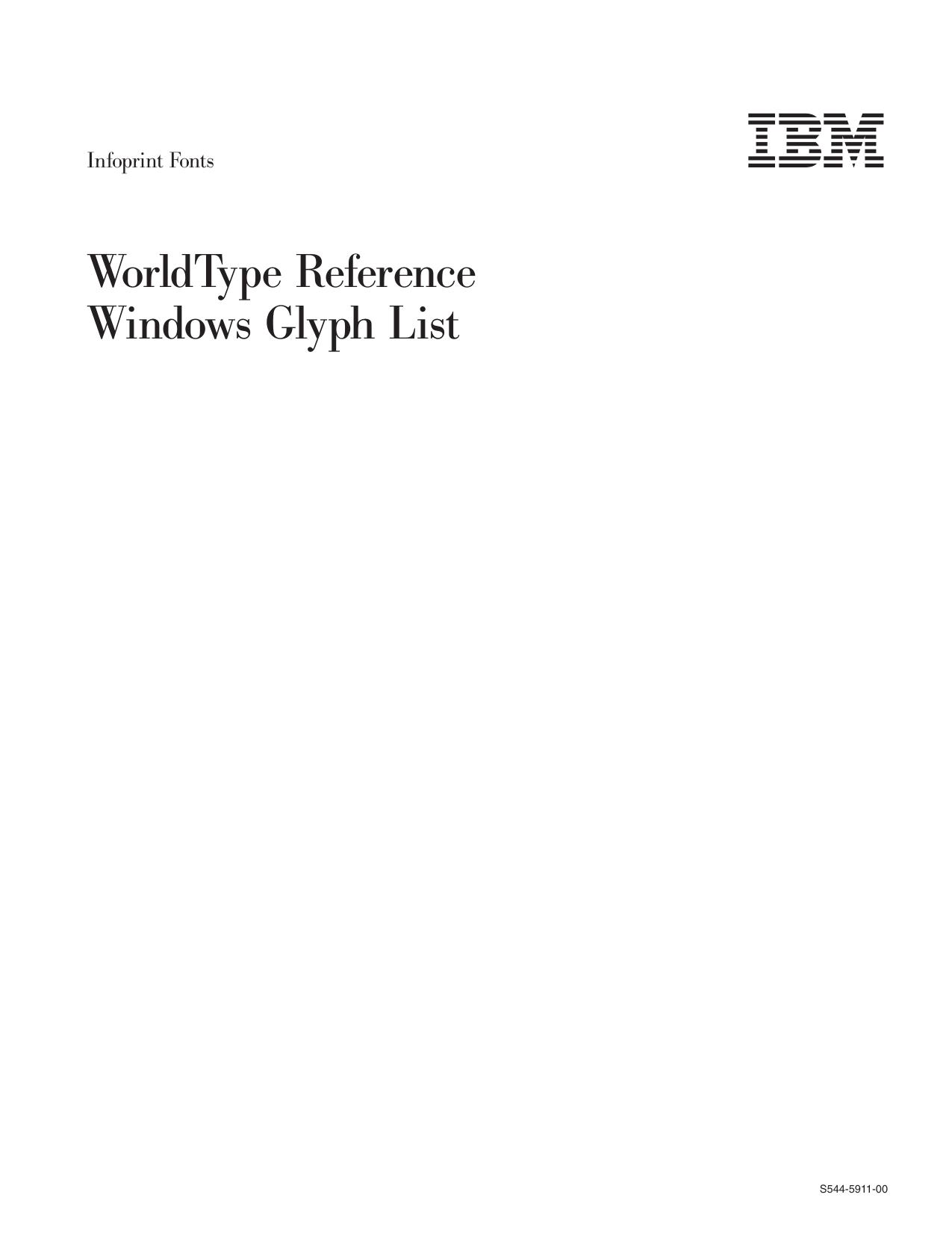 WorldType Reference: Windows Glyph List