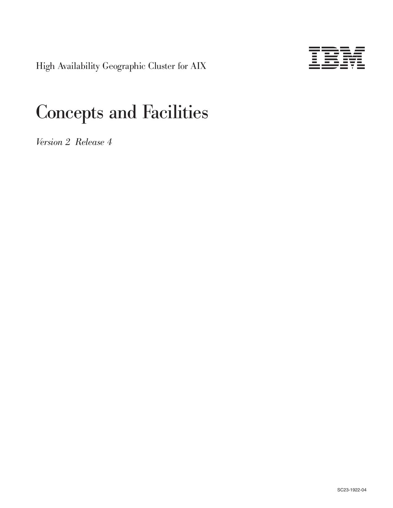 IBM HAGEO for AIX V2R4.0: Concepts and Facilities