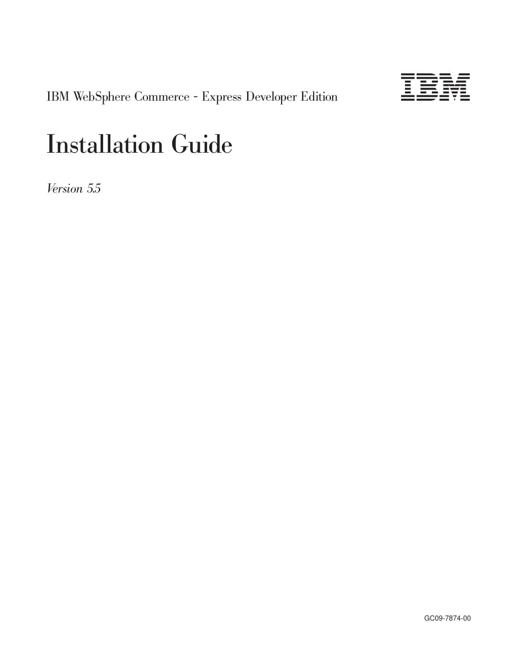 WebSphere Commerce - Express Developer Edition Installation Guide