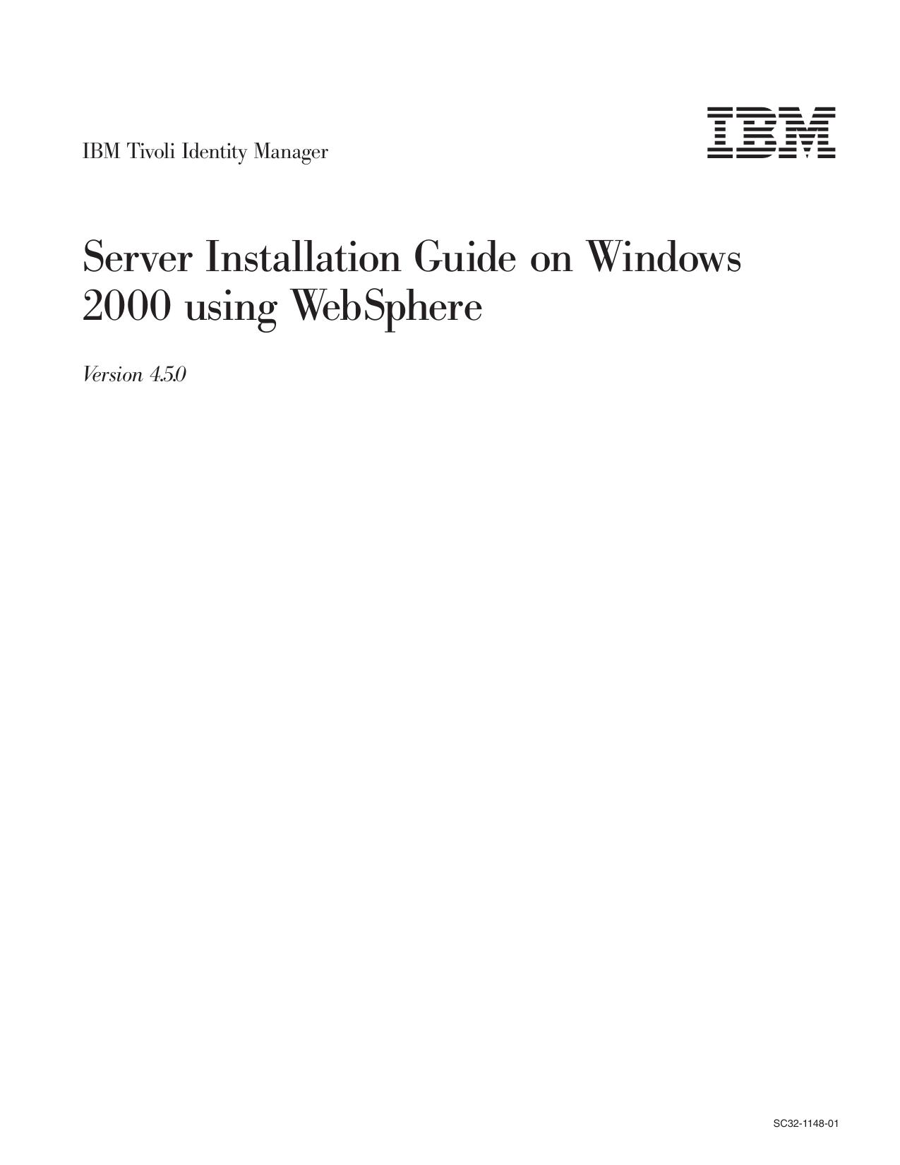 IBM Tivoli Identity Manager: Server Installation Guide on Windows 2000 using WebSphere