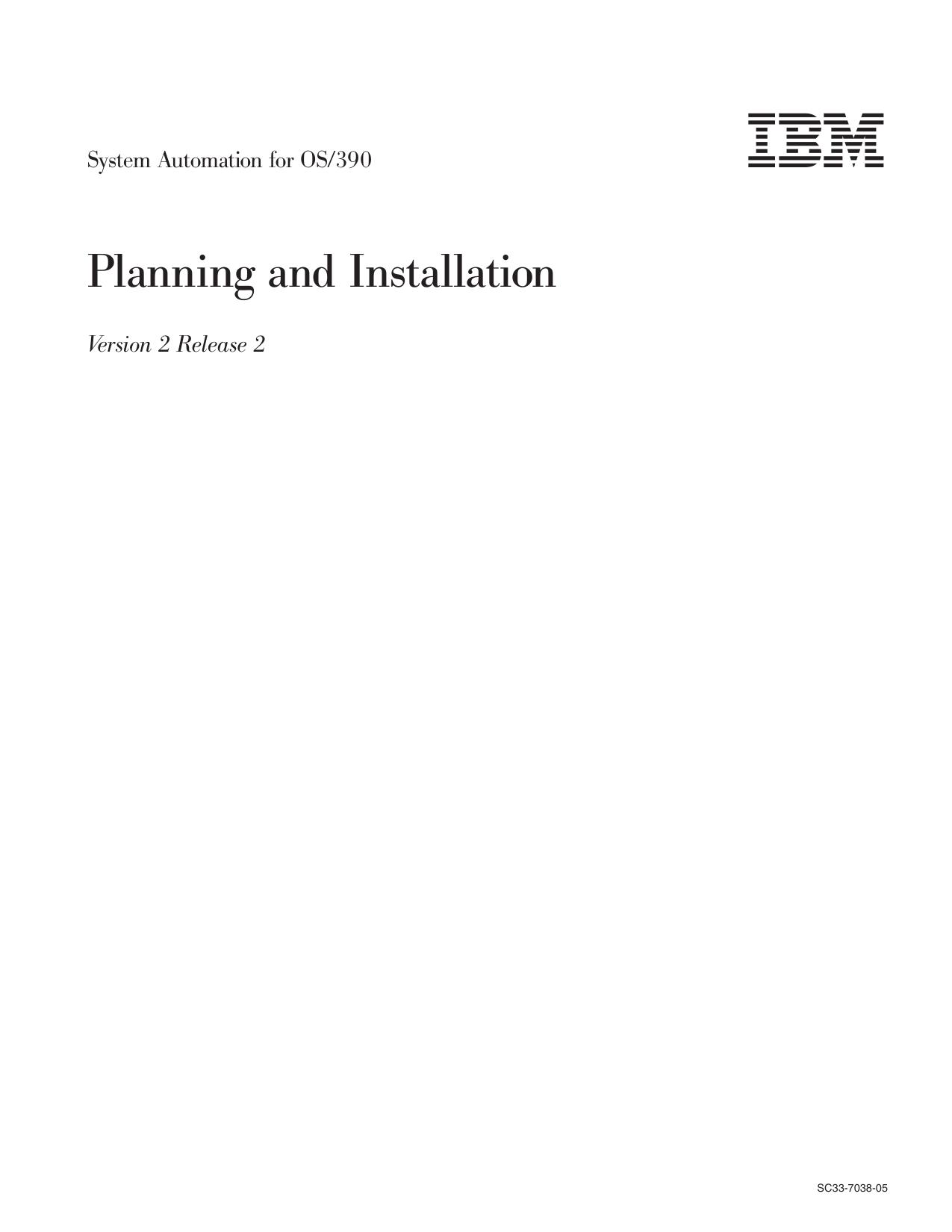 System Automation for OS/390: Planning and Installation