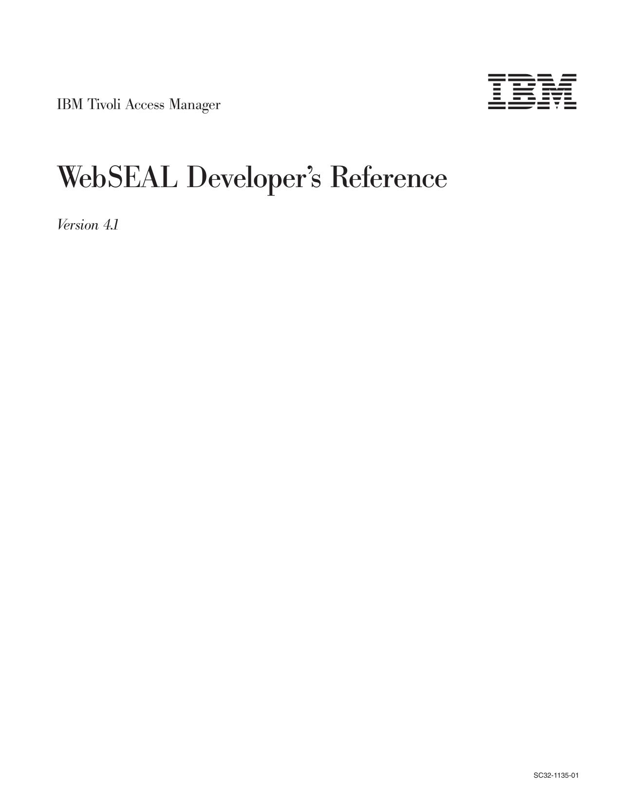 IBM Tivoli Access Manager: WebSEAL Developer™s Reference