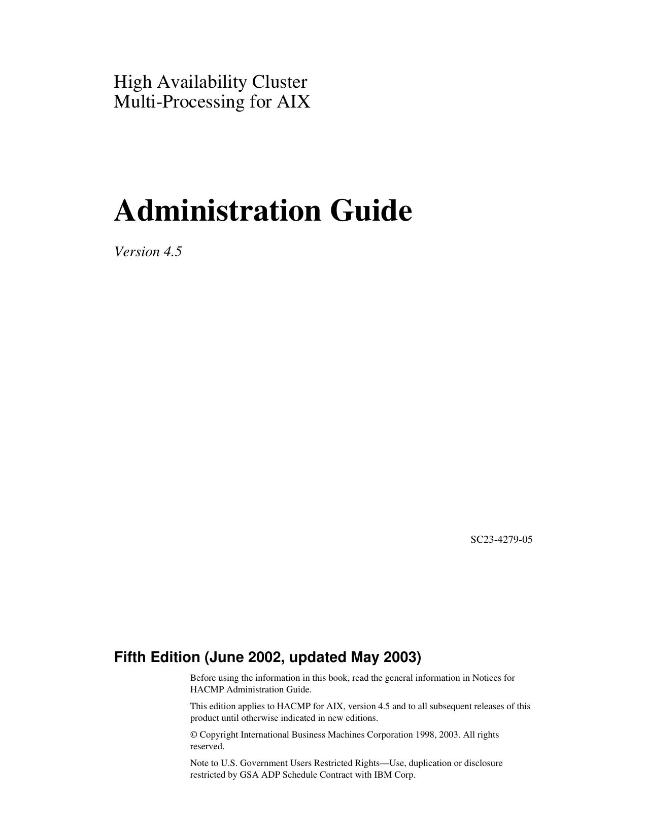 HACMP for AIX Administration Guide