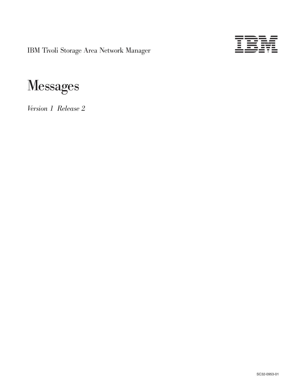 IBM Tivoli Storage Area Network Manager: Messages