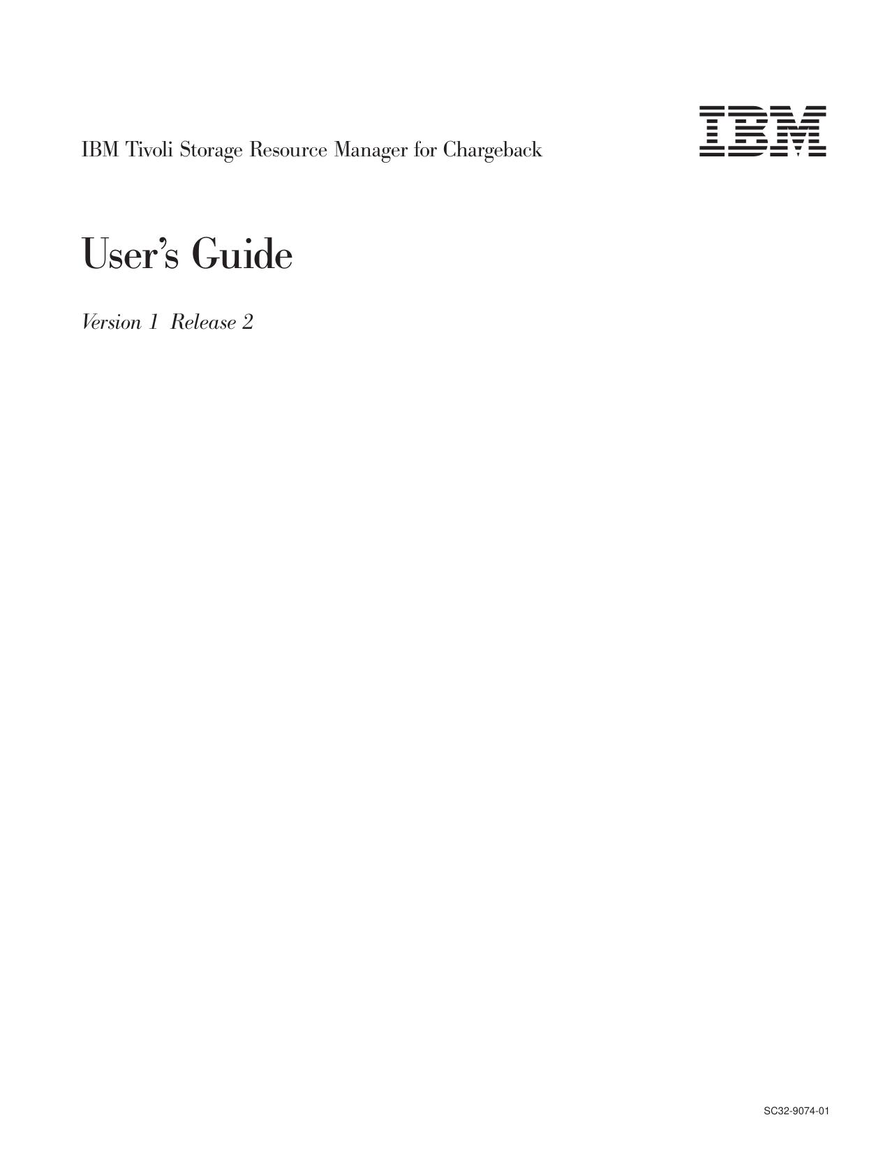 IBM Tivoli Storage Resource Manager for Chargeback: User™s Guide