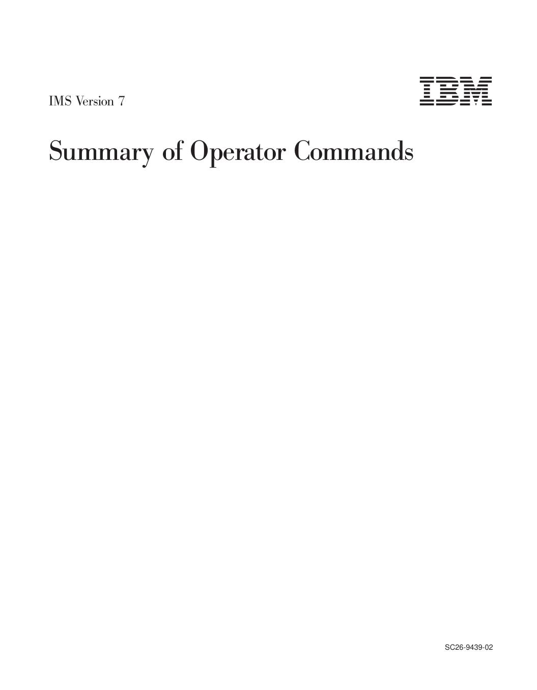Summary of Operator Commands