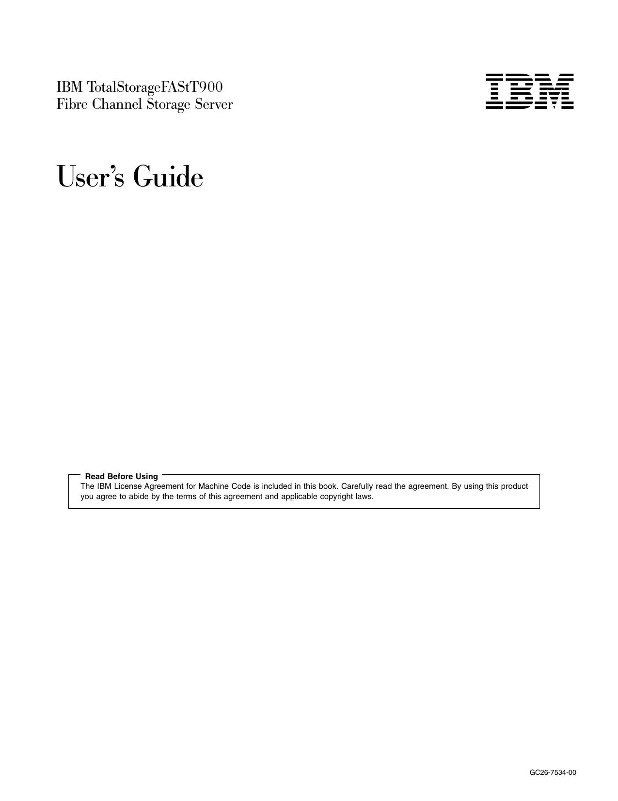 IBM TotalStorageFAStT900 Fibre Channel Storage Server: User™s Guide