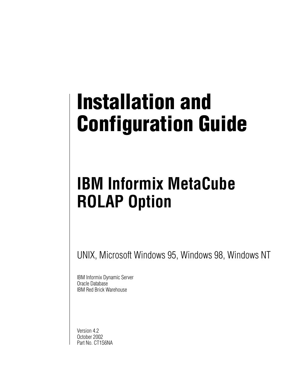 Installation and Configuration Guide, MetaCube ROLAP Option